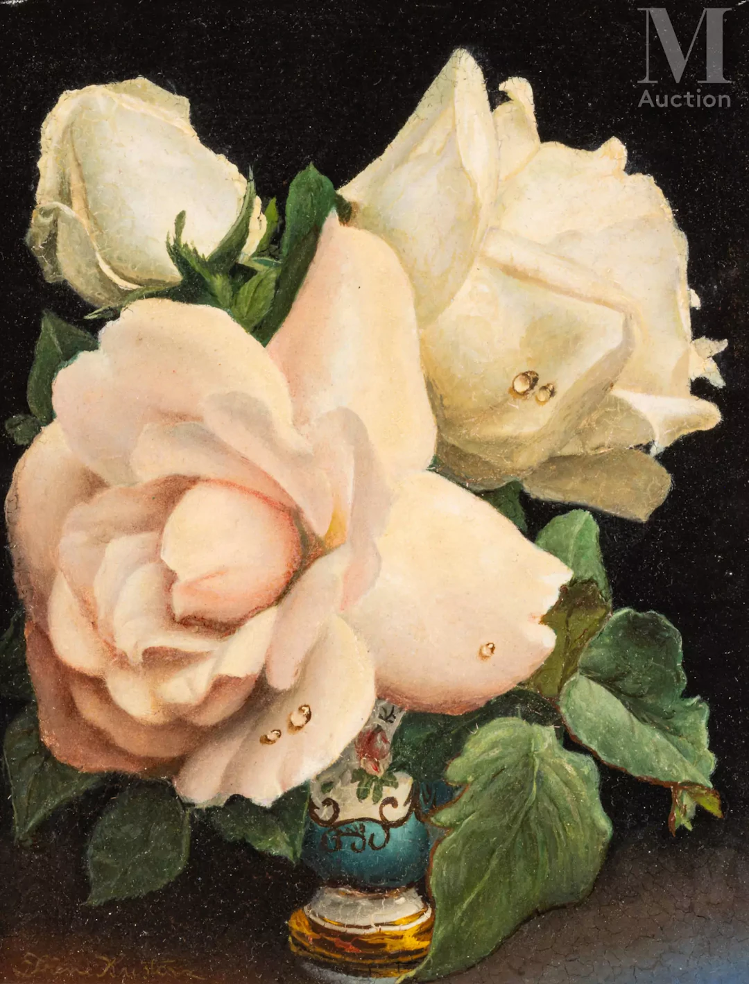 Irène KLESTOVA (Saratov 1907- Paris 1988) Roses dans un vase