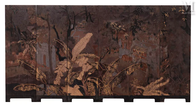 Ⓗ PHAM HAU (1903-1994) "Paysage du Moyen-Pays du Nord du Vietnam", 1936