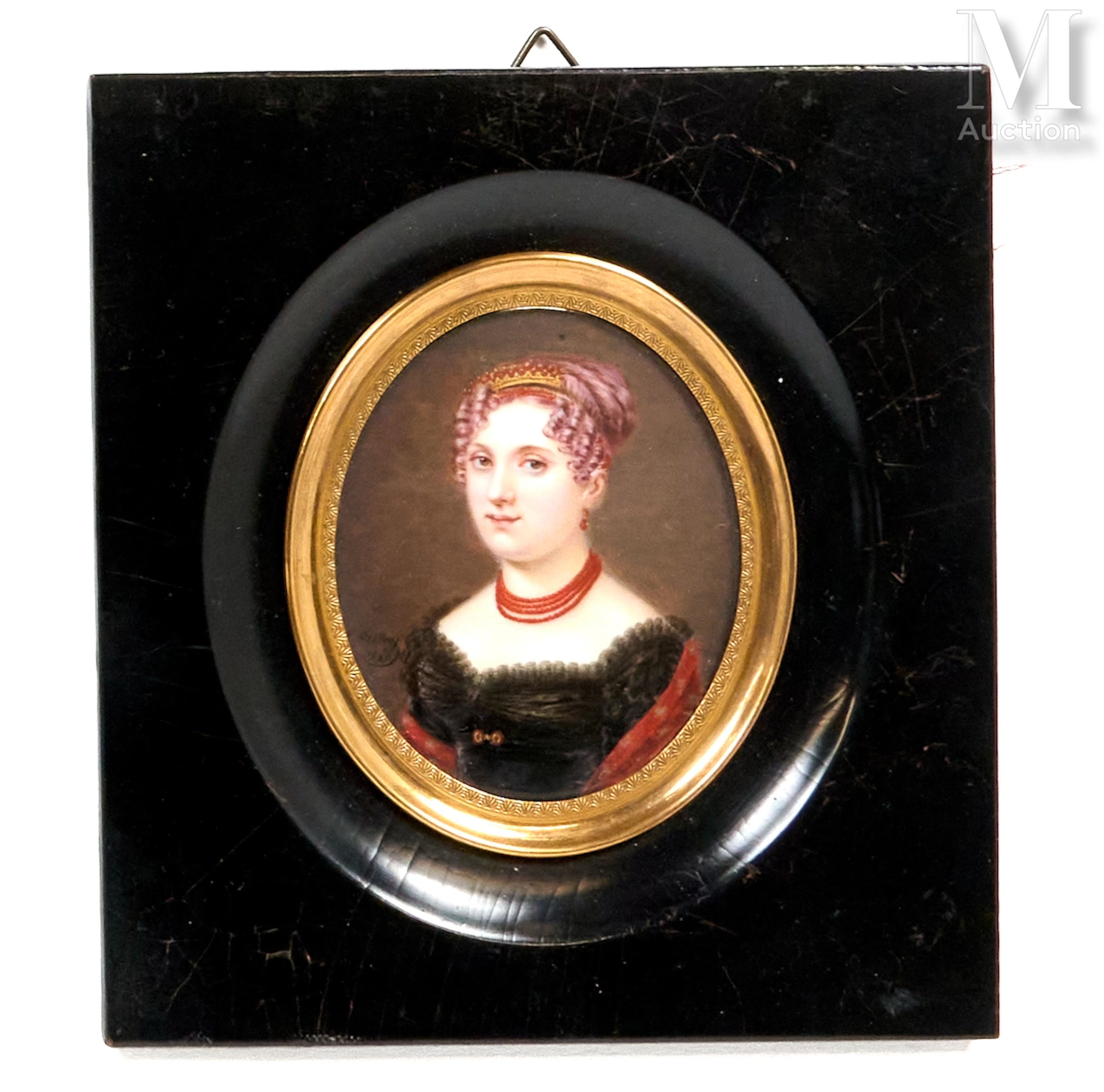 Johan Wilhelm Carl WAY (1792-1873) Portrait de jeune femme au collier de corail
