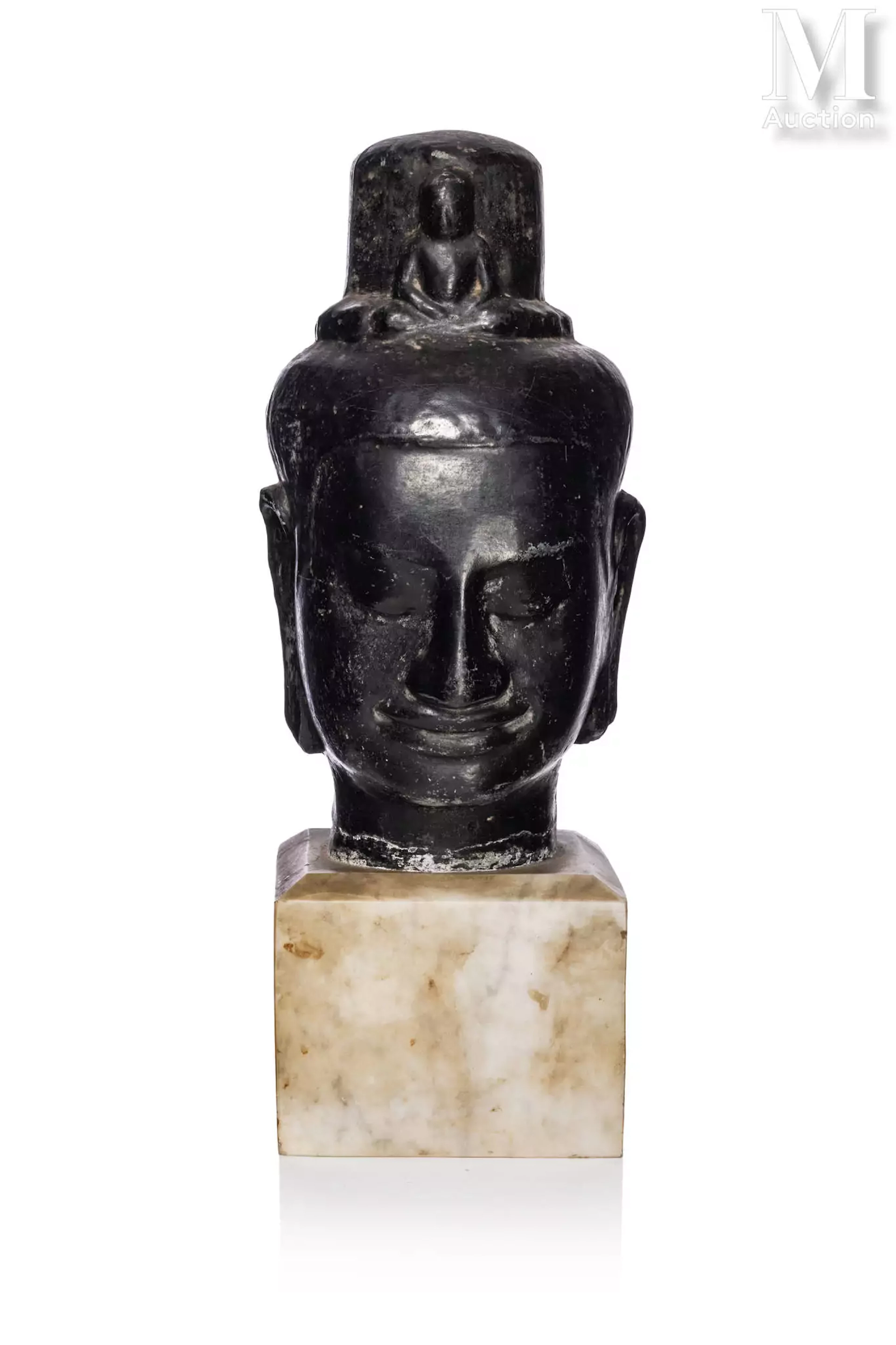 VIETNAM, XXe siècle Tête de bouddha en bronze