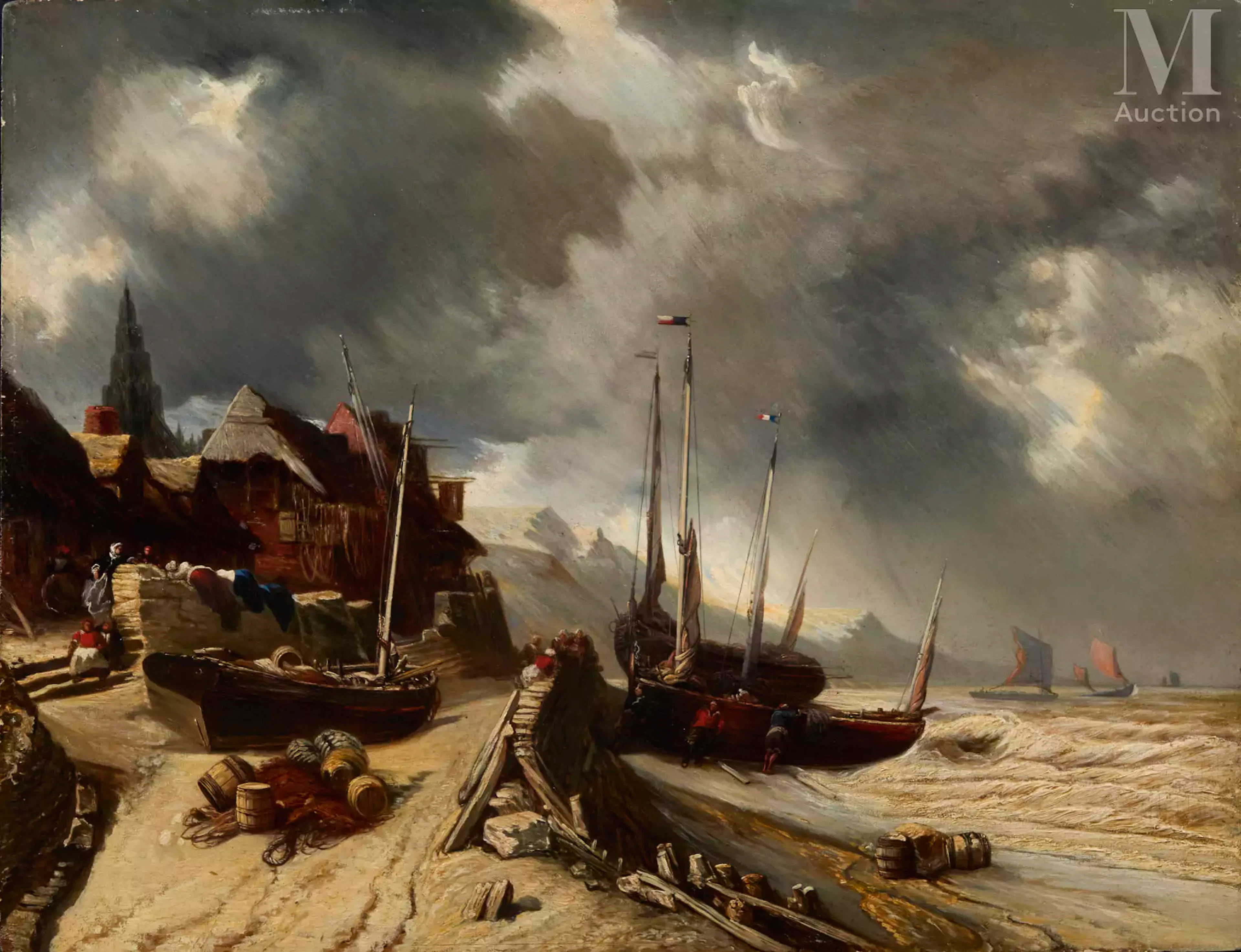 Eugène ISABEY (1803-1886) Bord de côte, l'approche de la tempête