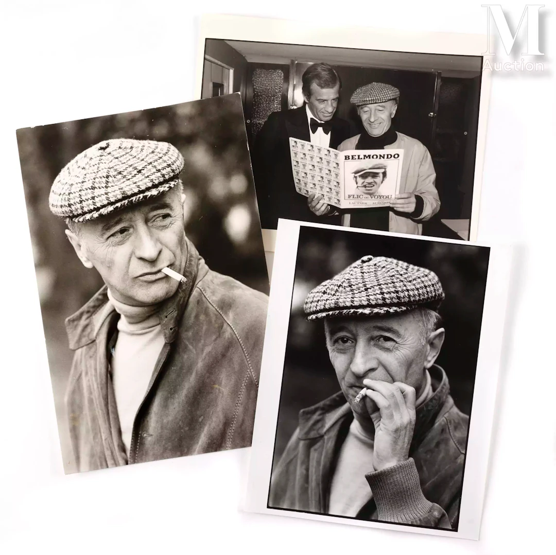 Michel AUDIARD Portrait à la cigarette, avec Jean-Paul Belmondo, c. 1975-1980