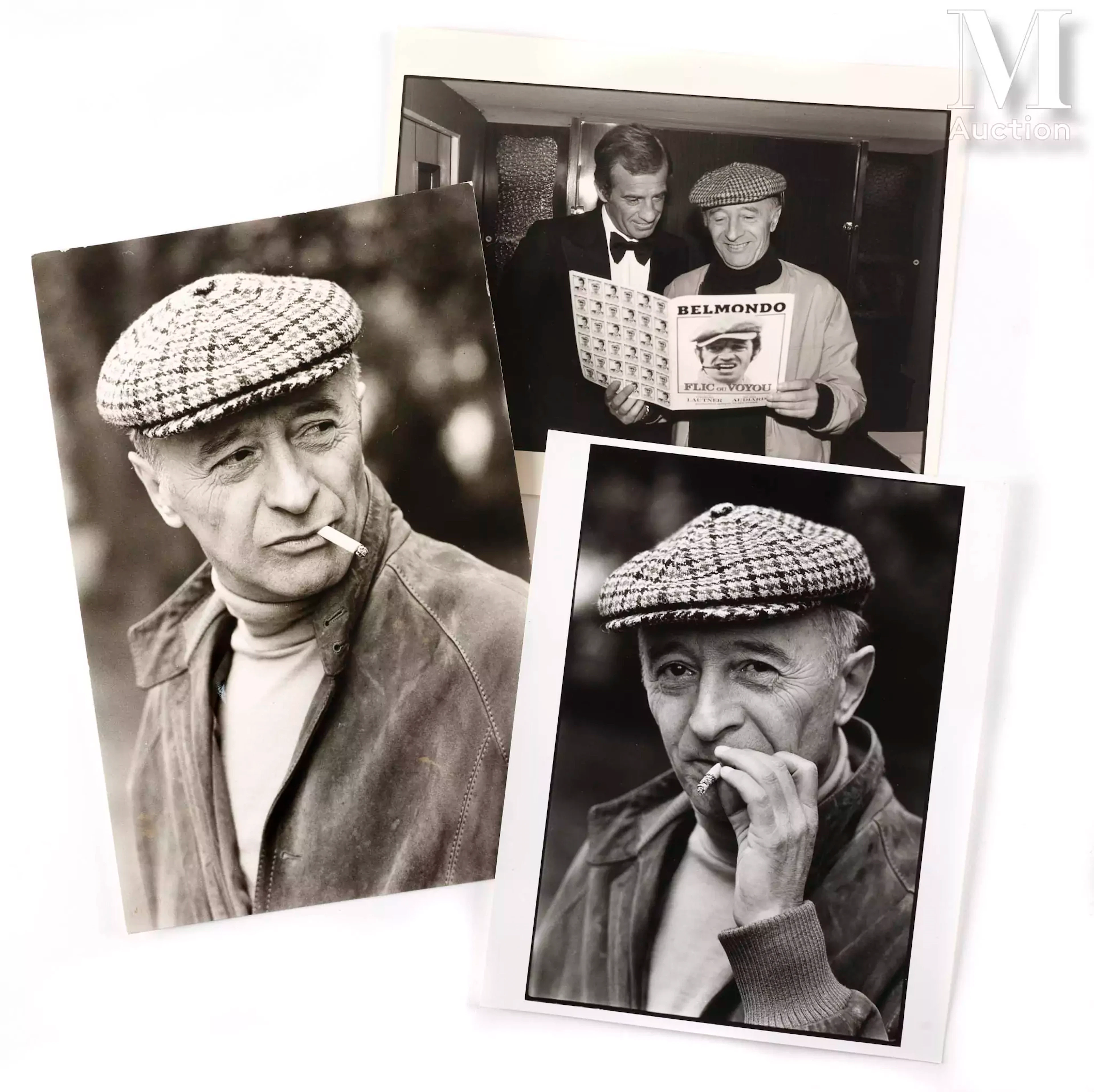 Michel AUDIARD Portrait à la cigarette, avec Jean-Paul Belmondo, c. 1975-1980