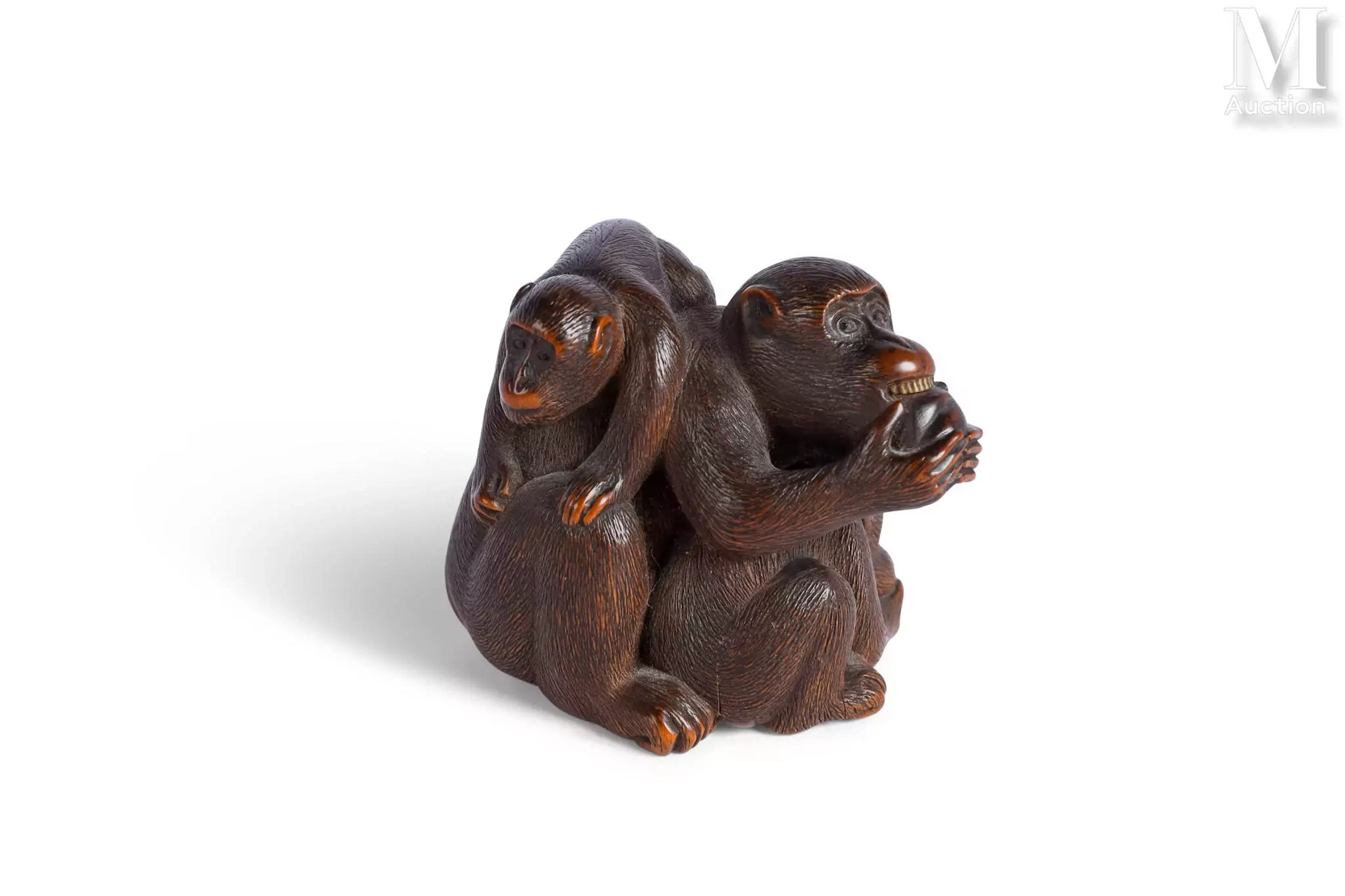 JAPON, Période Edo, XIXe siècle Okimono en buis sculpté, signé Masanao (Ise)