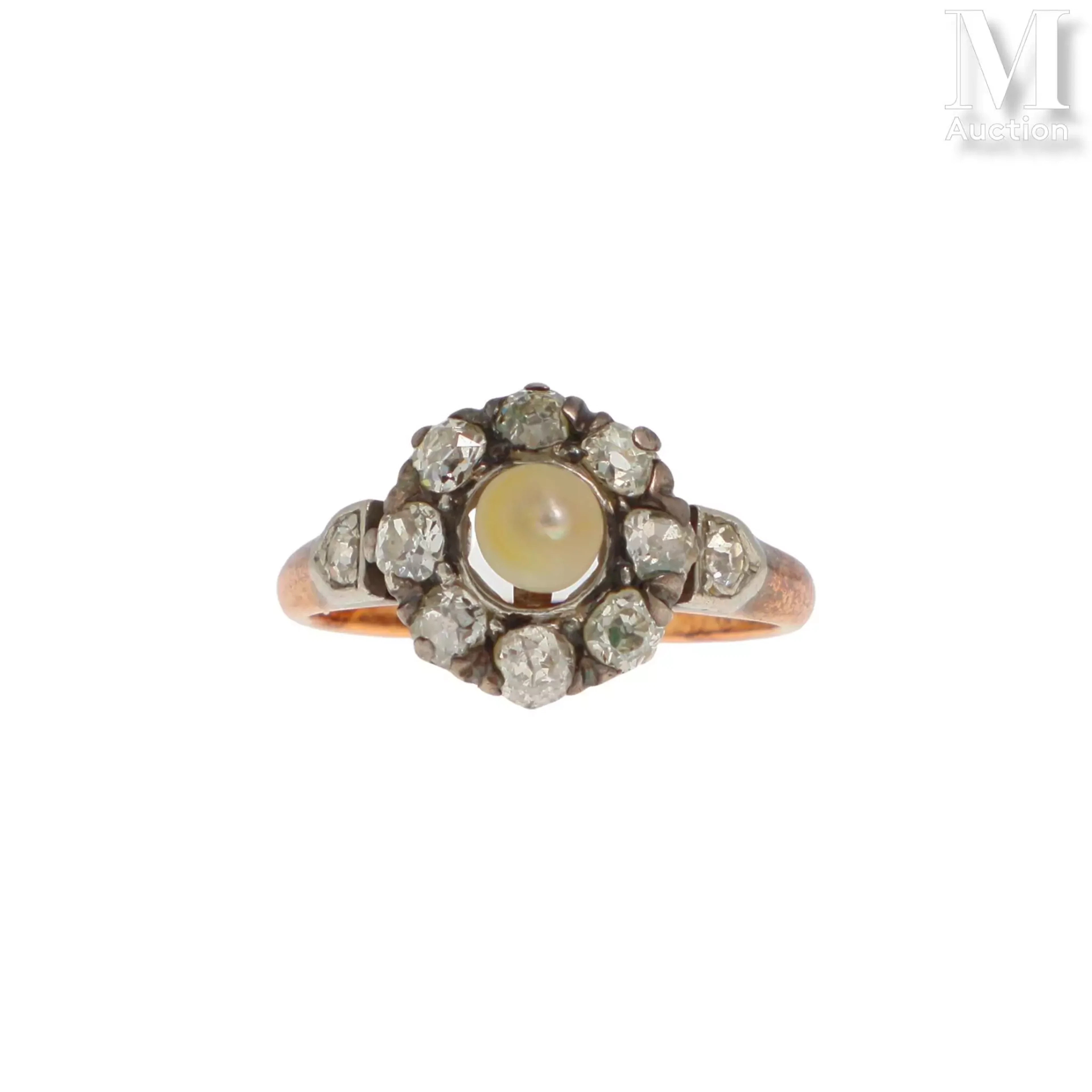 Bague fleur perle et diamants