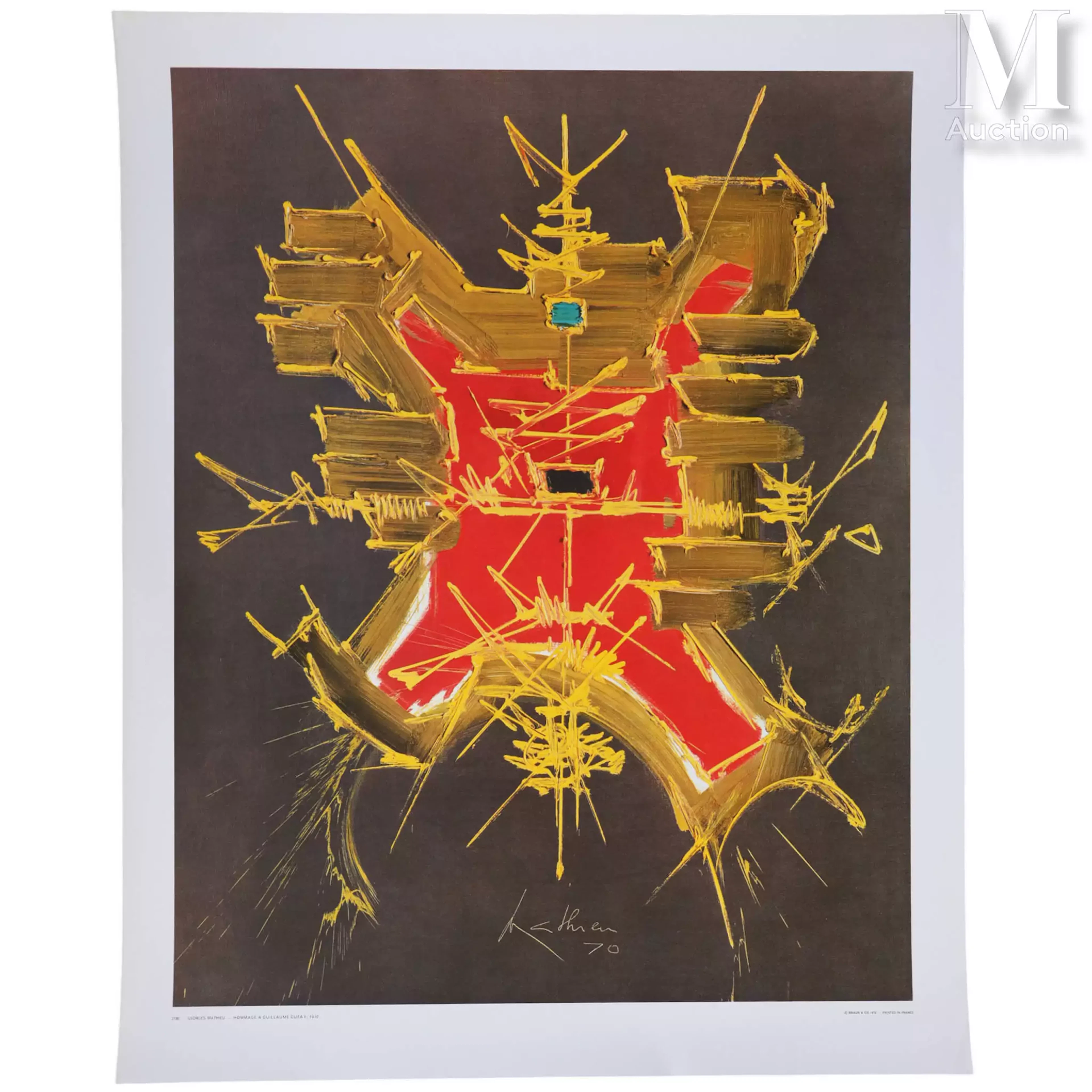 MATHIEU Georges (1921-2012) Lithographie "Hommage à Guillaume DUFAY 1970"