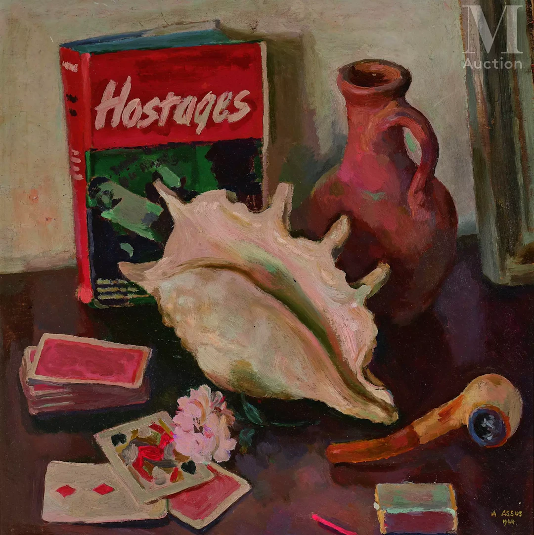 Armand ASSUS (Alger 1892 - Antibes 1977) Nature morte au coquillage, 1944