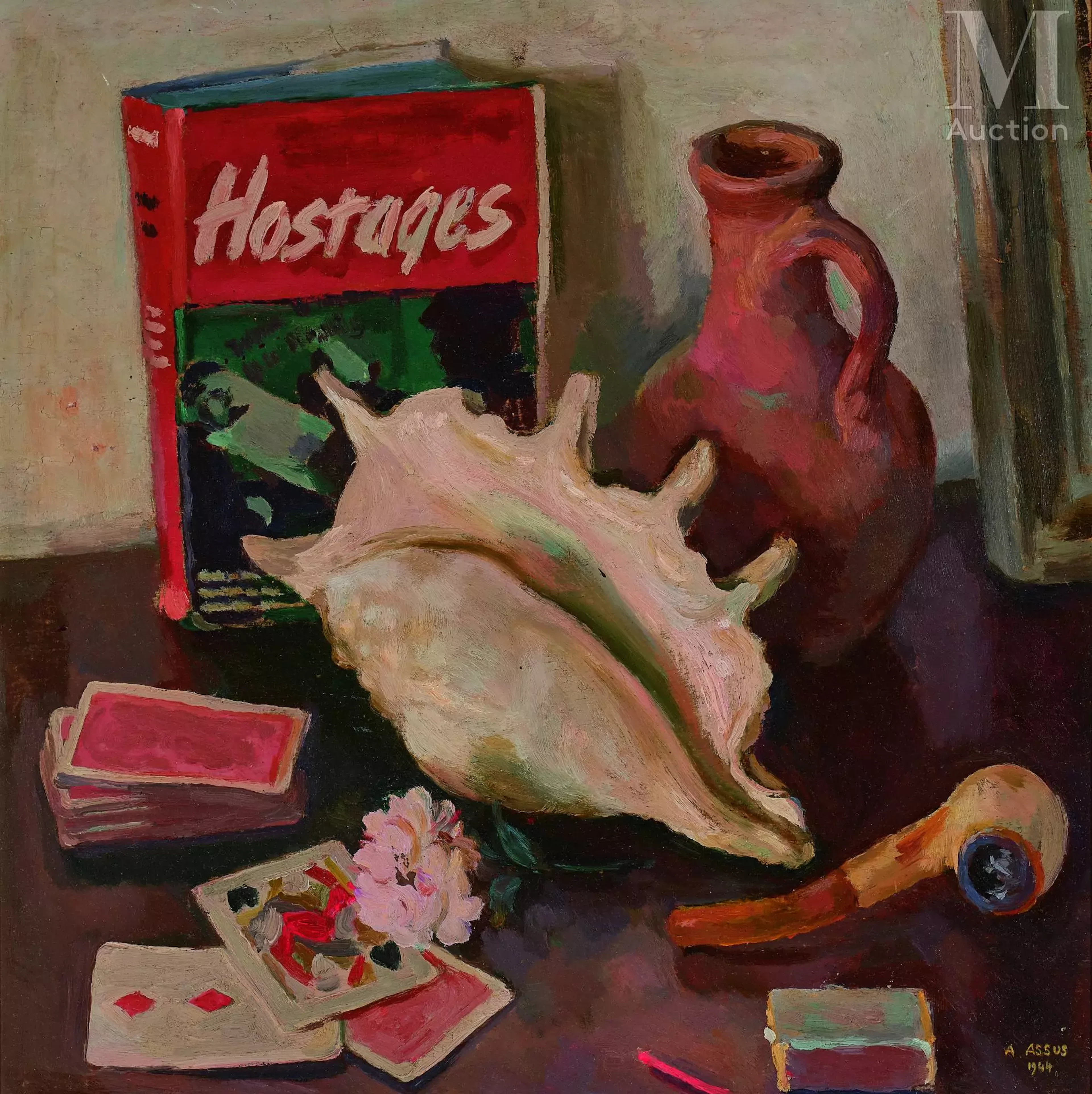 Armand ASSUS (Alger 1892 - Antibes 1977) Nature morte au coquillage, 1944