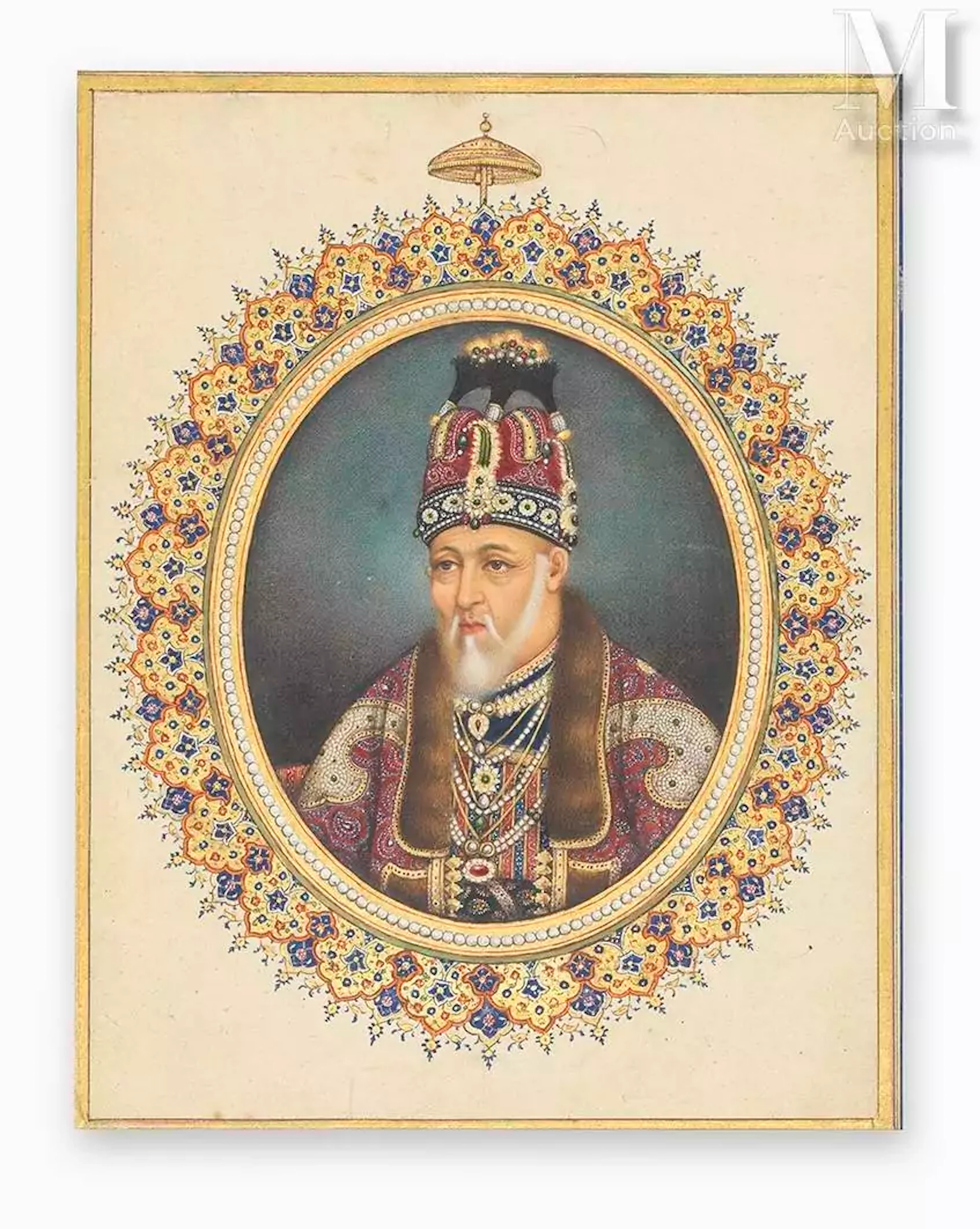 Ⓛ Portrait de l’empereur moghol Akbar II Inde du Nord, Ecole de Delhi