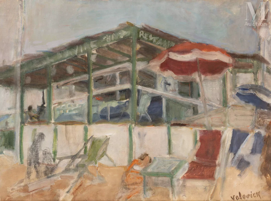 Lazare VOLOVICK (Krementchuk 1902 - Paris 1977) Chaises longues et restaurant