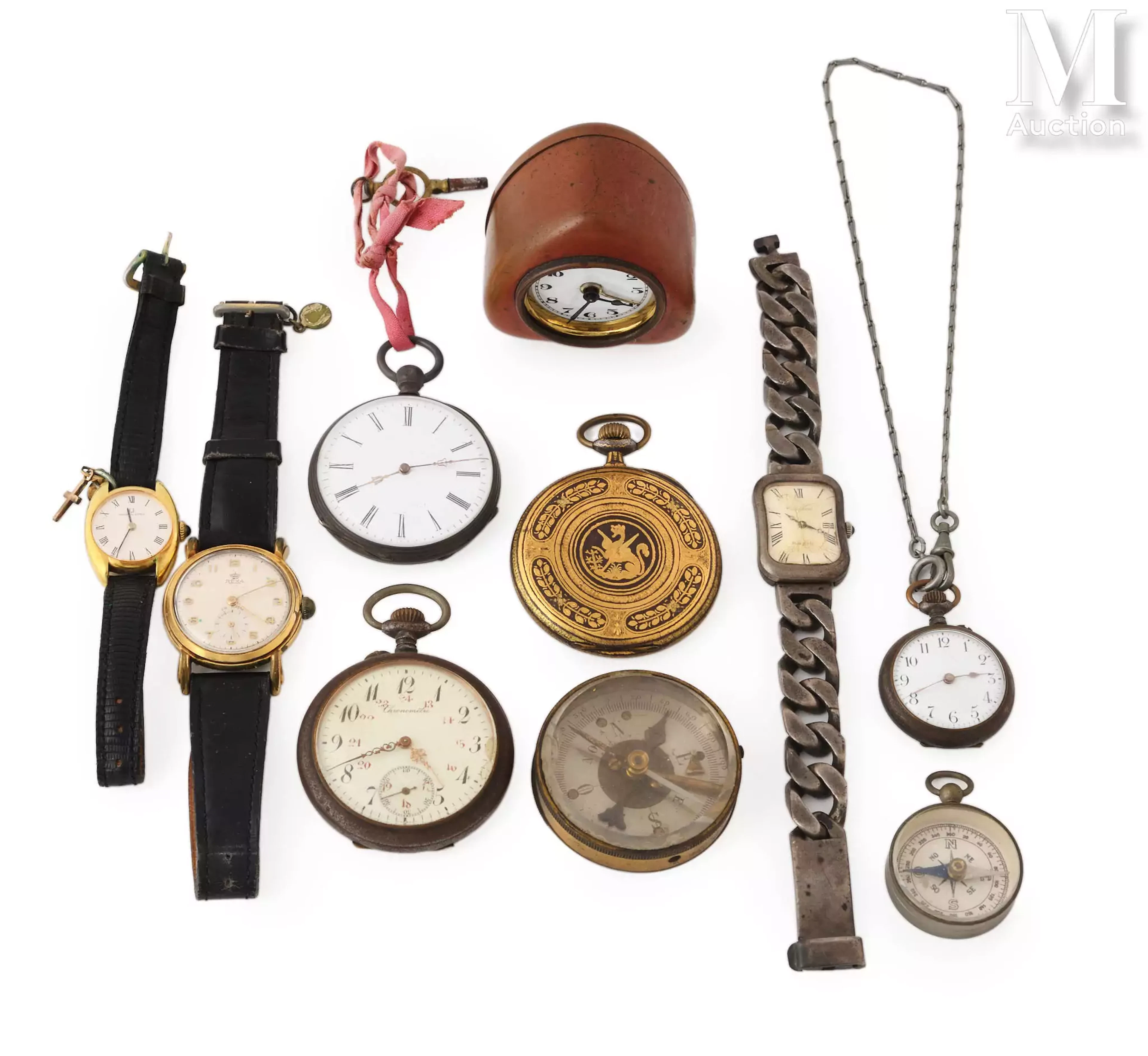 Lot de pendulettes, réveils et montres comprenant :