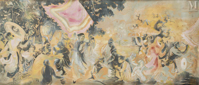 Ⓟ TU DUYEN (1915-2012) "La fête villageoise"