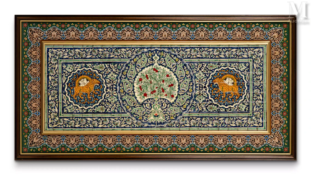Panneau décoratif à médaillons de lions et soleil Ouzbékistan, XXIe siècle