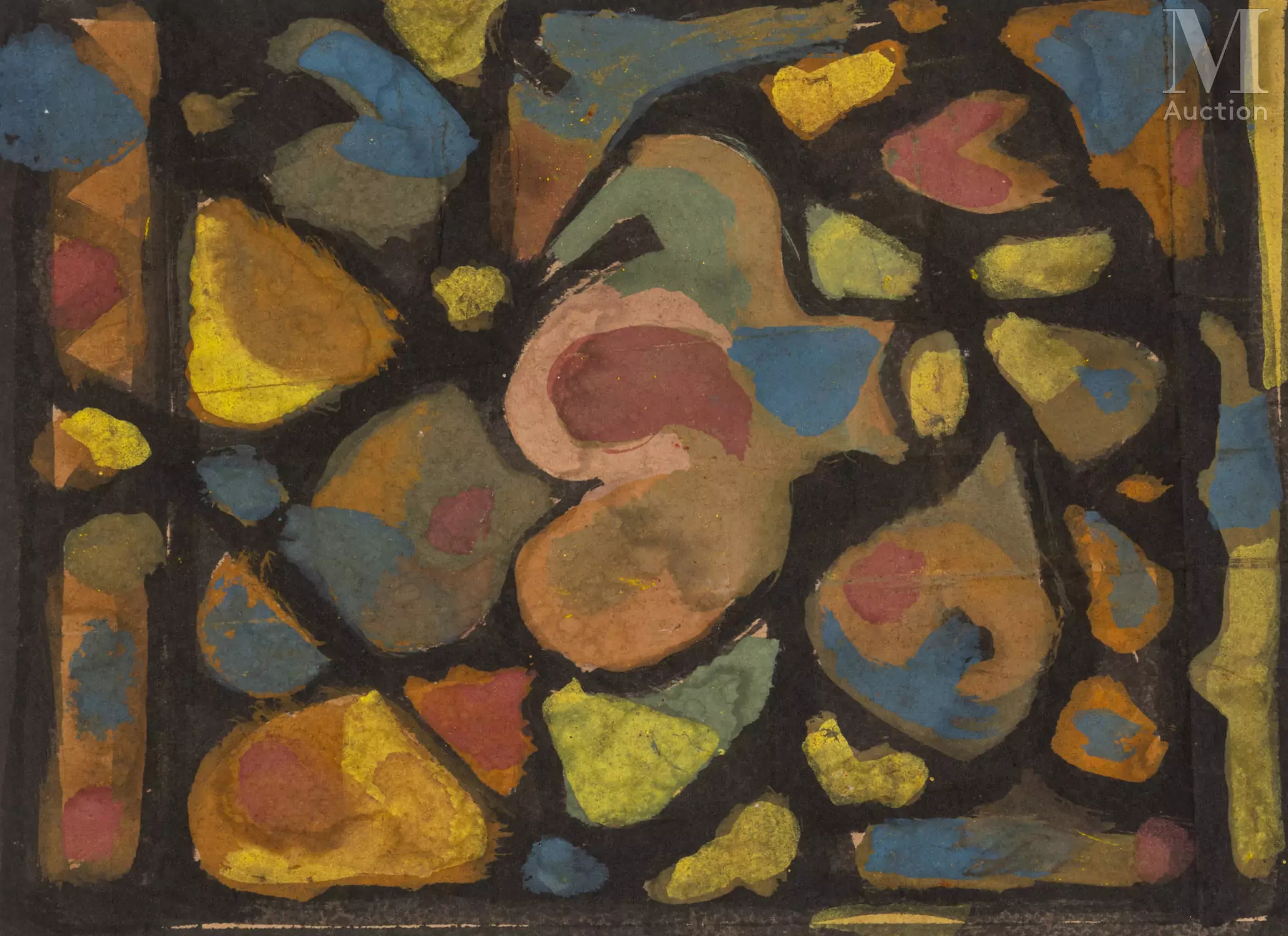 Ⓟ Nguyễn Tài Lương dit LINH CHI (1921-2016) "Composition cubiste", 1987
