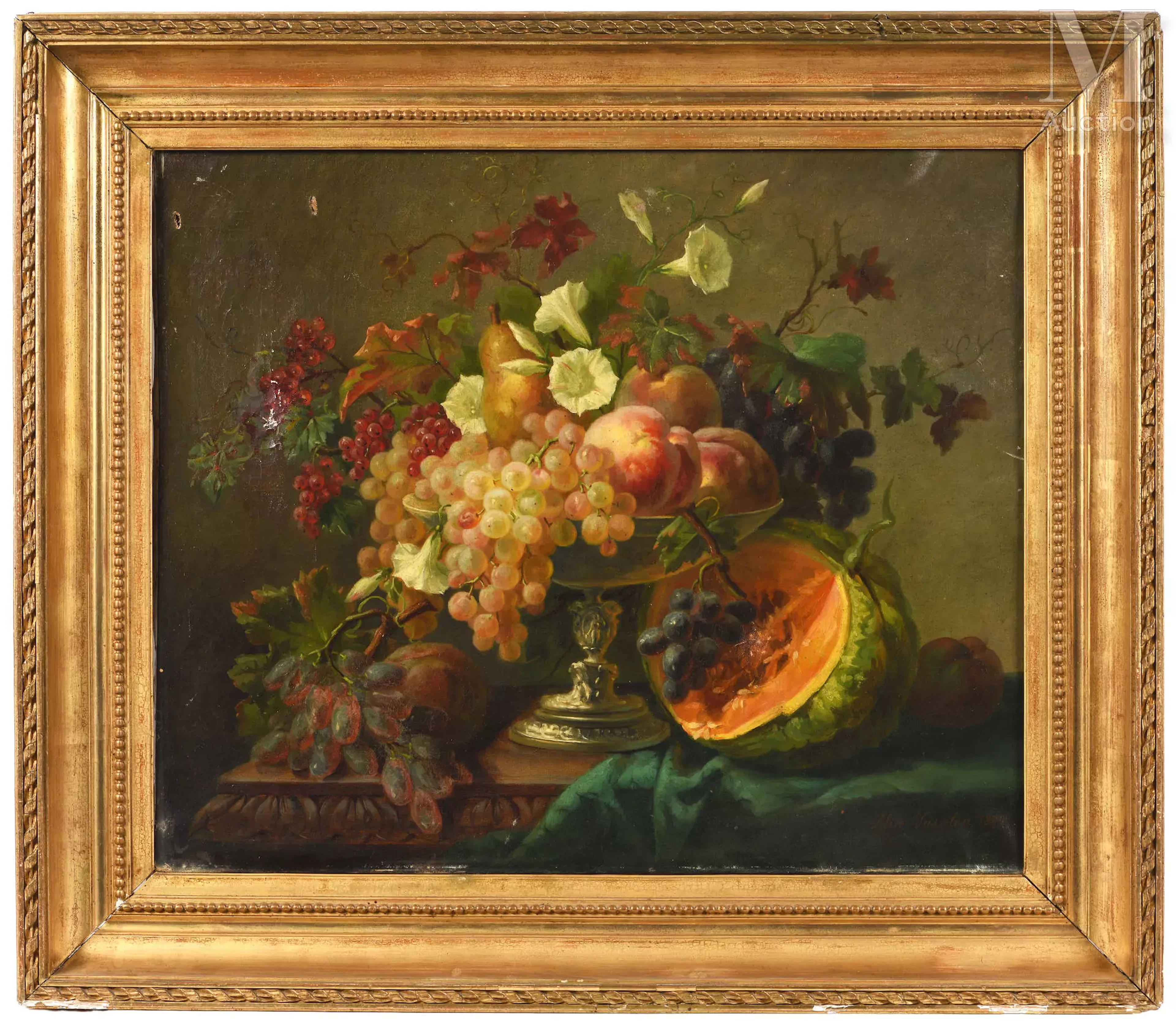 Alice VASSELON (1849-1893) Nature morte au melon