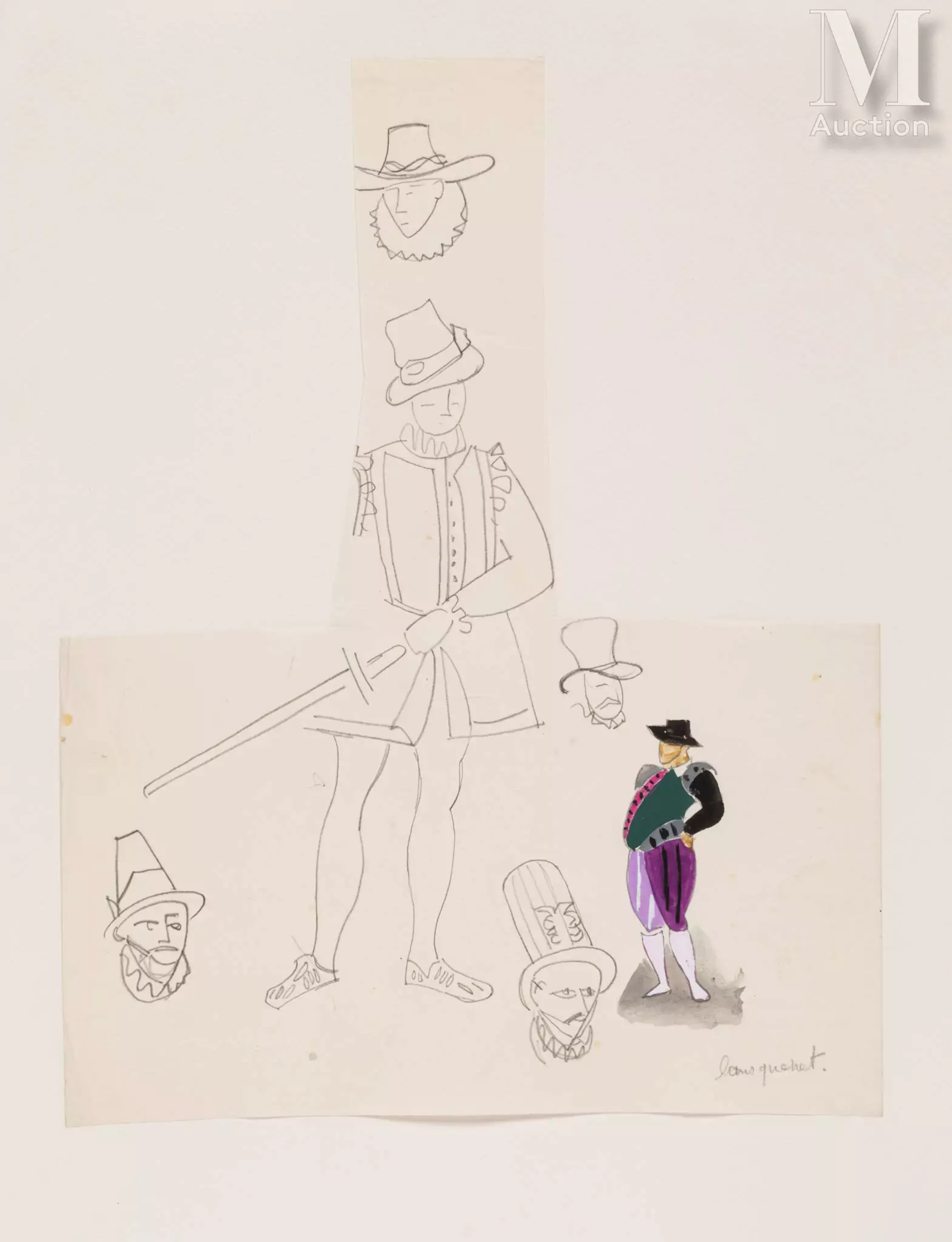 Roger BEZOMBES (Paris 1913-1994) Lansquenet - Projet de costume pour