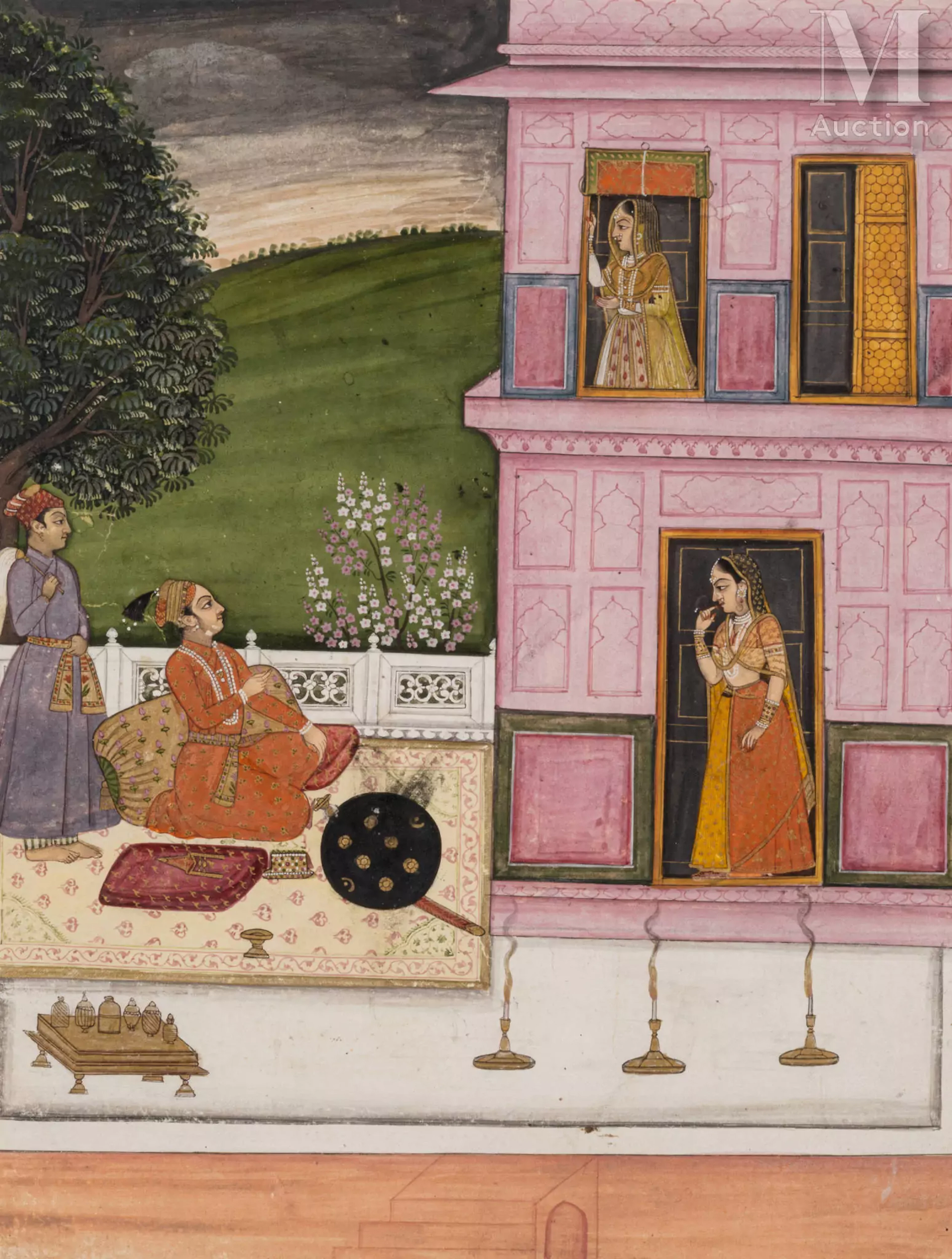 Conversation au balcon Inde du Nord, Rajasthan, XVIIIe siècle