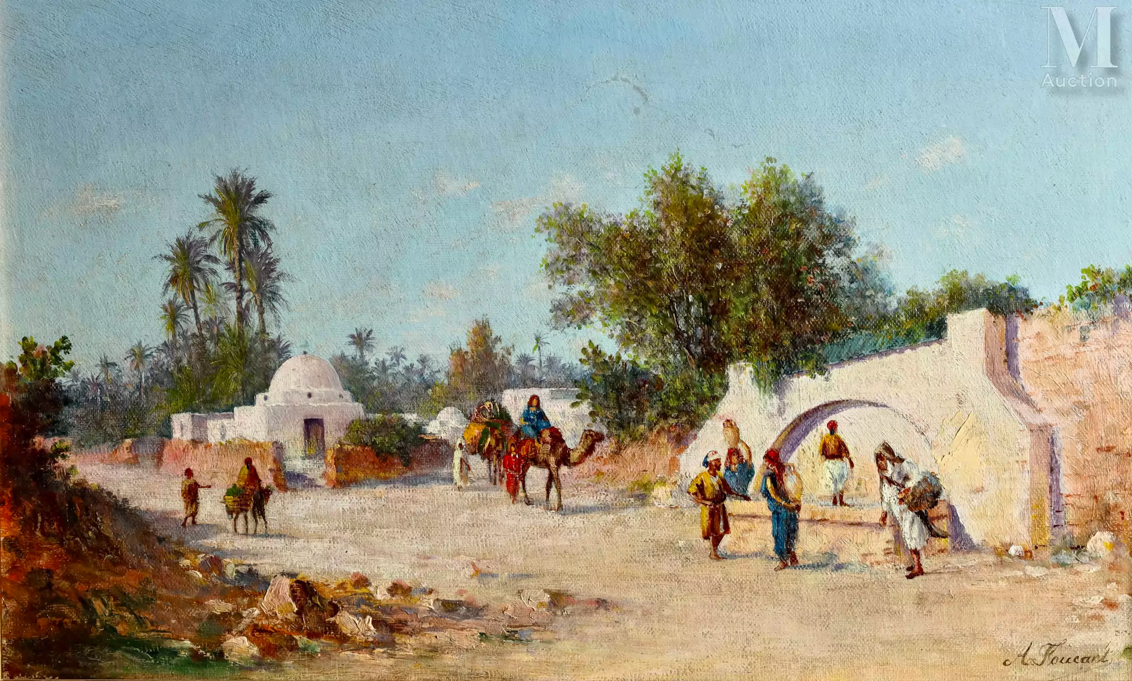 Ecole ORIENTALISTE du XIXème siècle Personnages orientaux et dromadaires