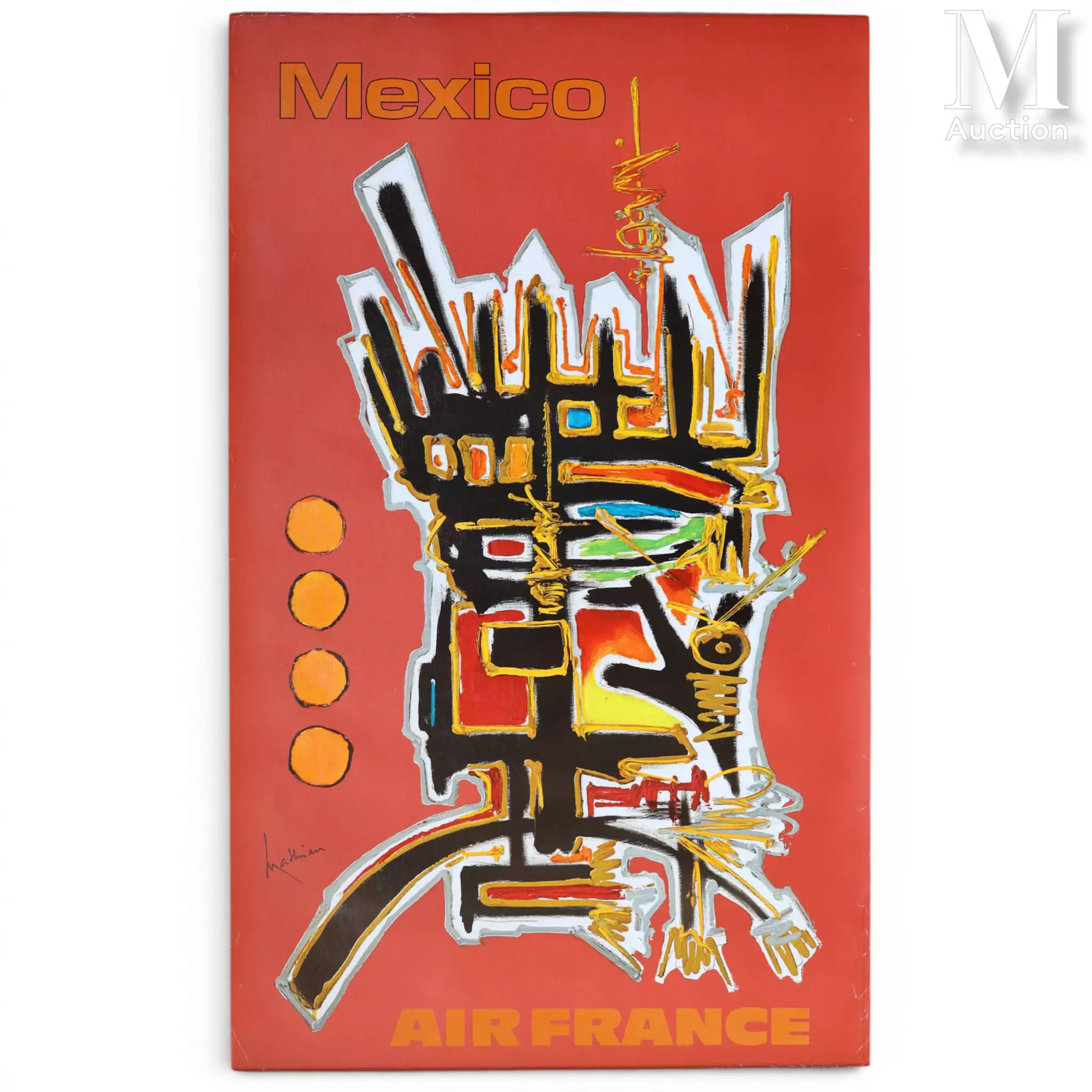 MATHIEU Georges (1921-2012) Affiche en couleur AIR FRANCE "MEXICO"