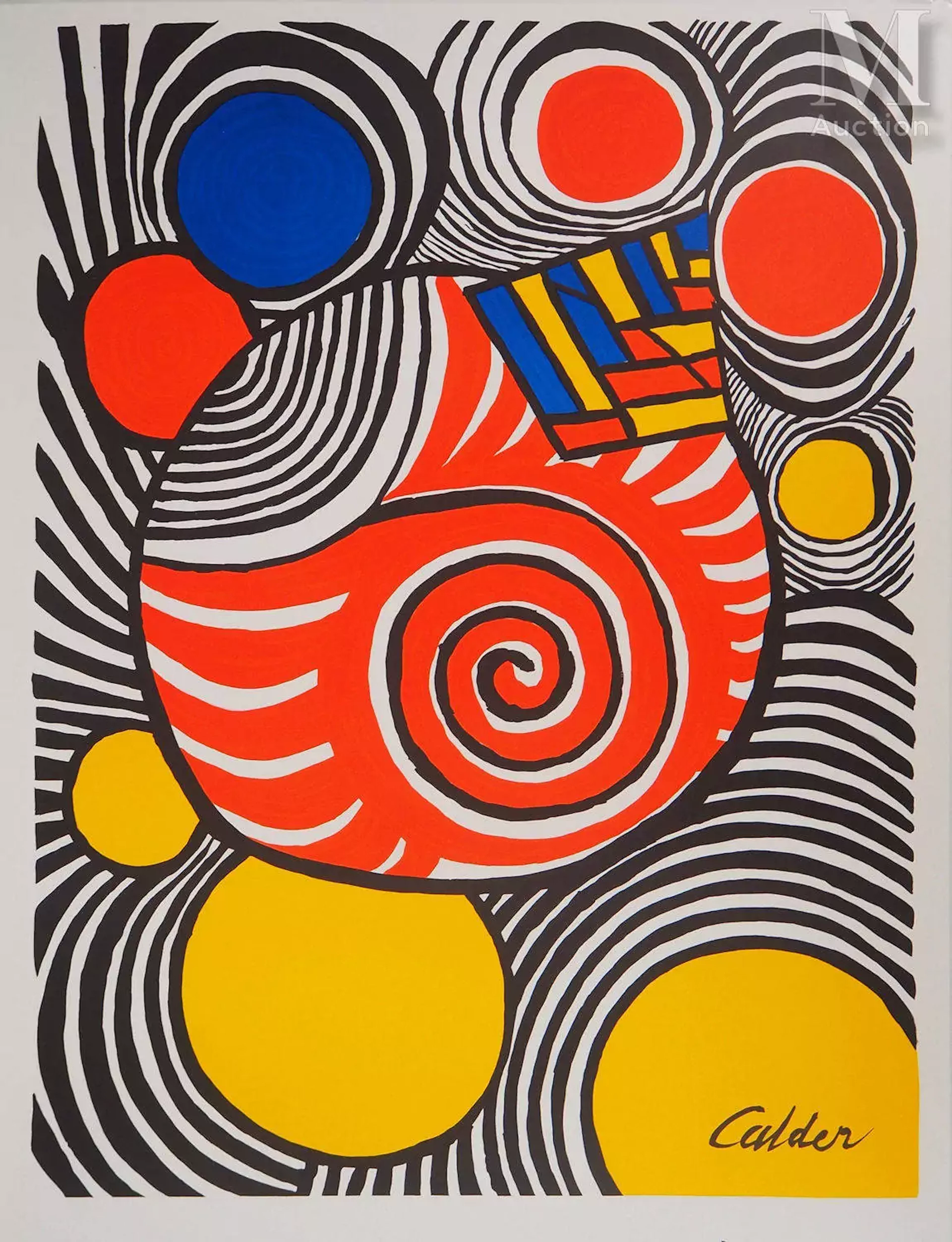 CALDER Alexander (1898 - 1976) Lithographie en couleurs Planètes rayonnantes
