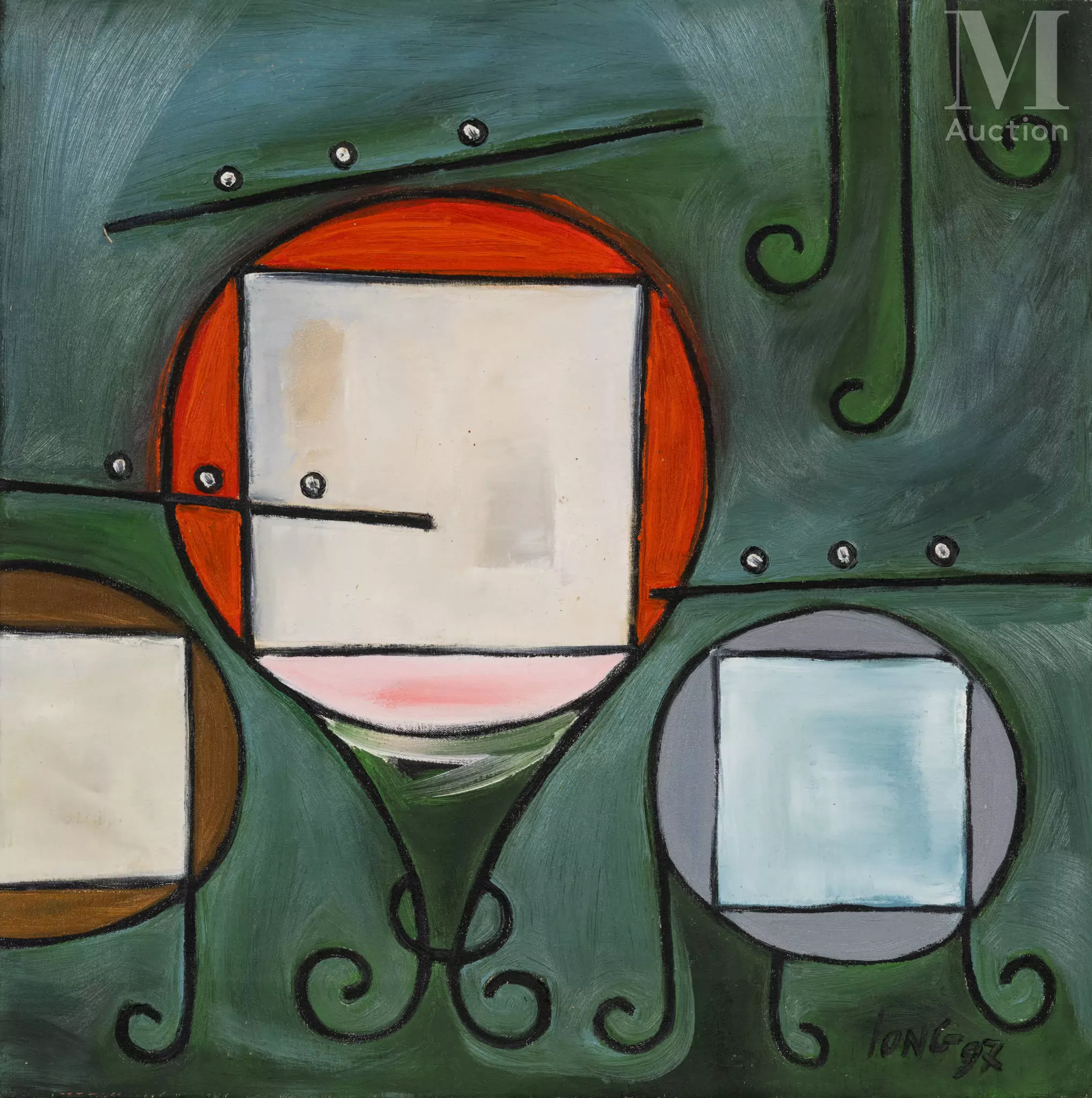 Ⓟ PHAM THANG LONG (né en 1959) "Café flutes II", 1997