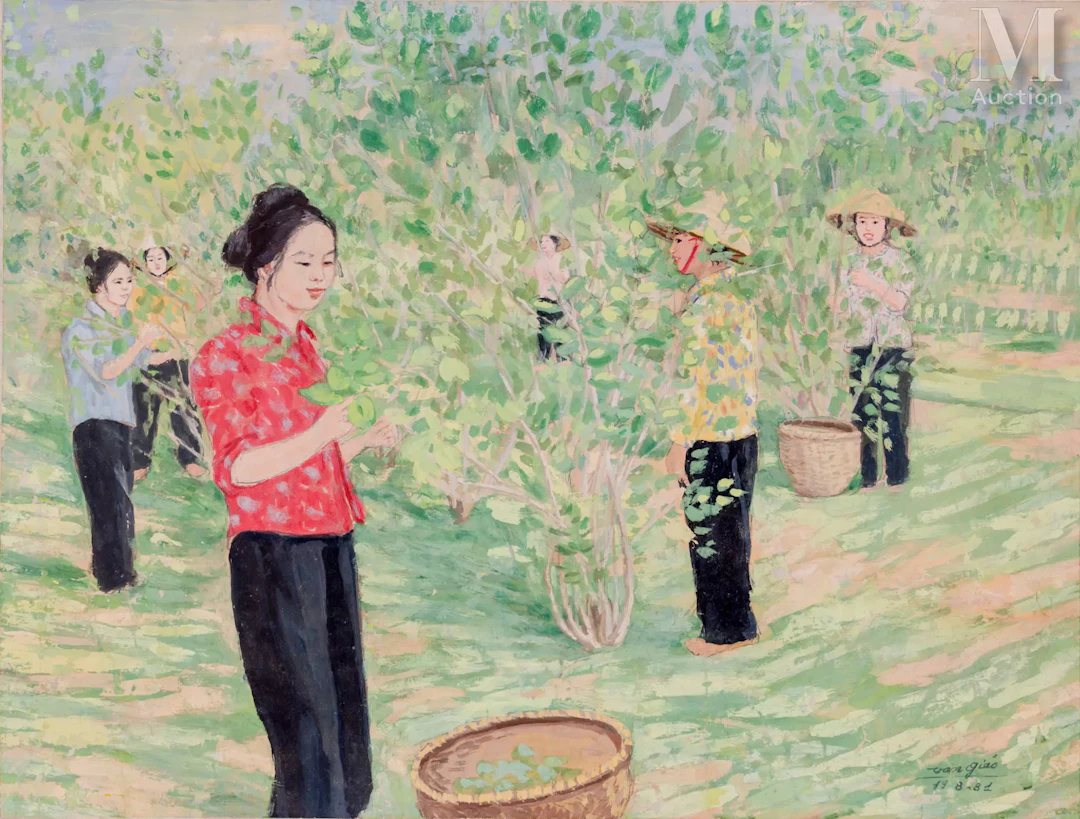 Ⓗ VAN GIAO (1916-1996) "Jardin de mûriers", 19/08/1981
