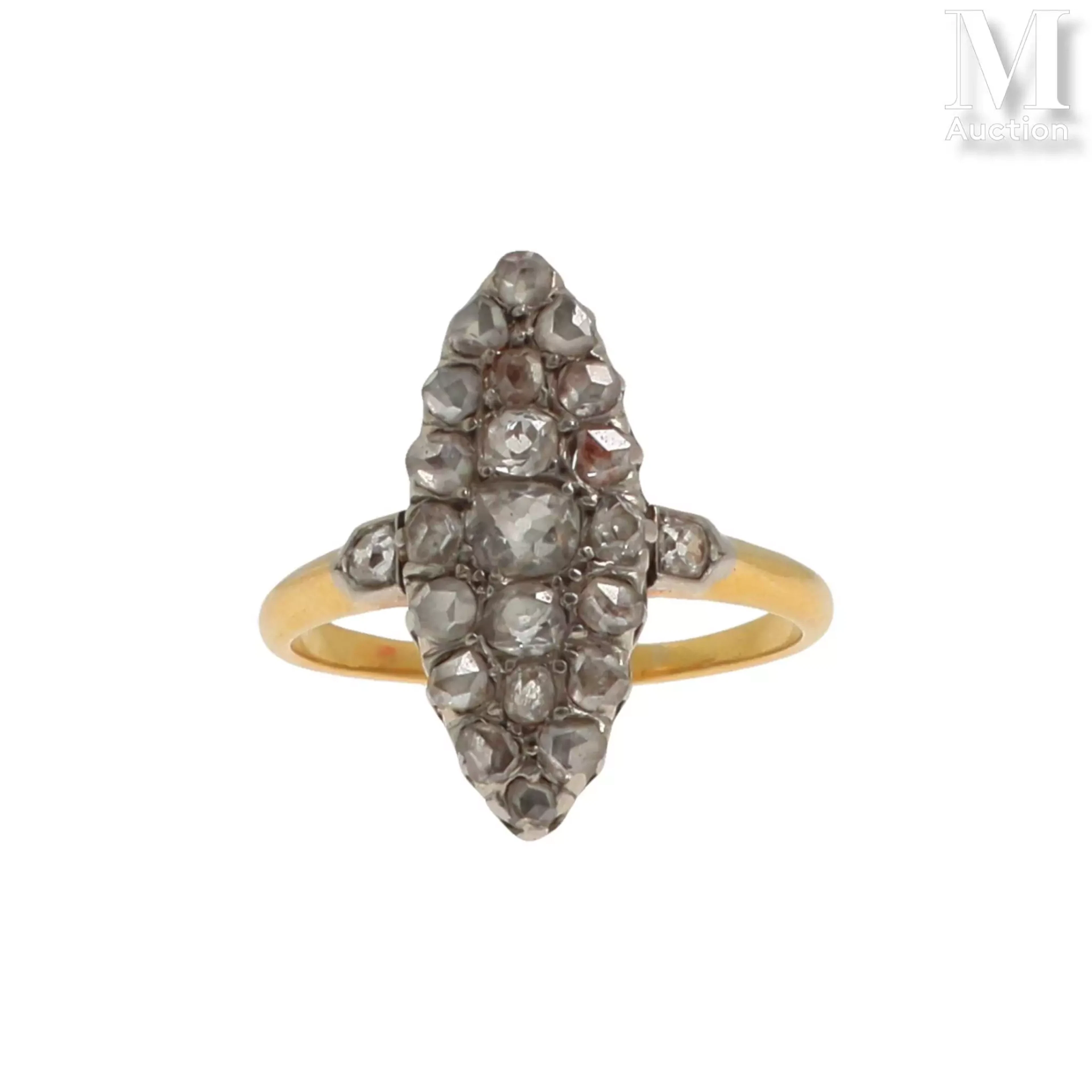 Bague navette diamants
