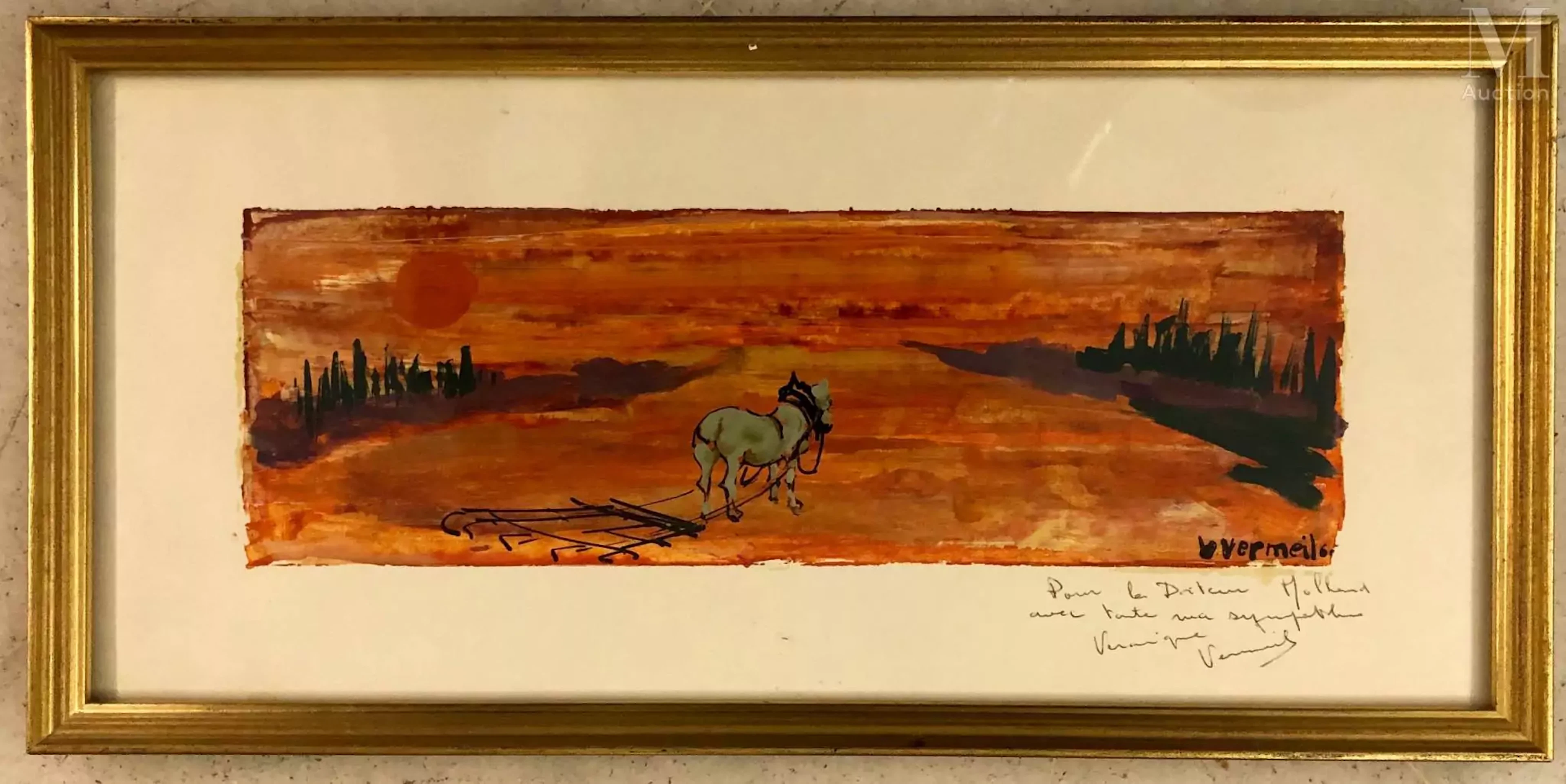 Véronique VERMEIL (1938-2017) Cheval au labour
