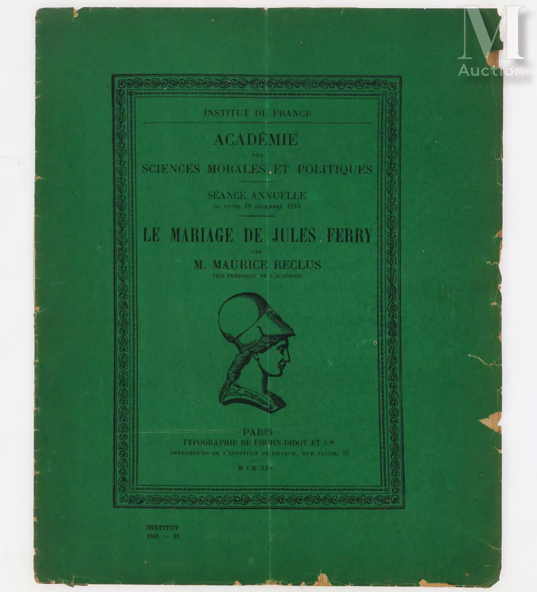 [AUTOGRAPHE] RECLUS (Maurice, Vice Président de l'Académie des Sciences