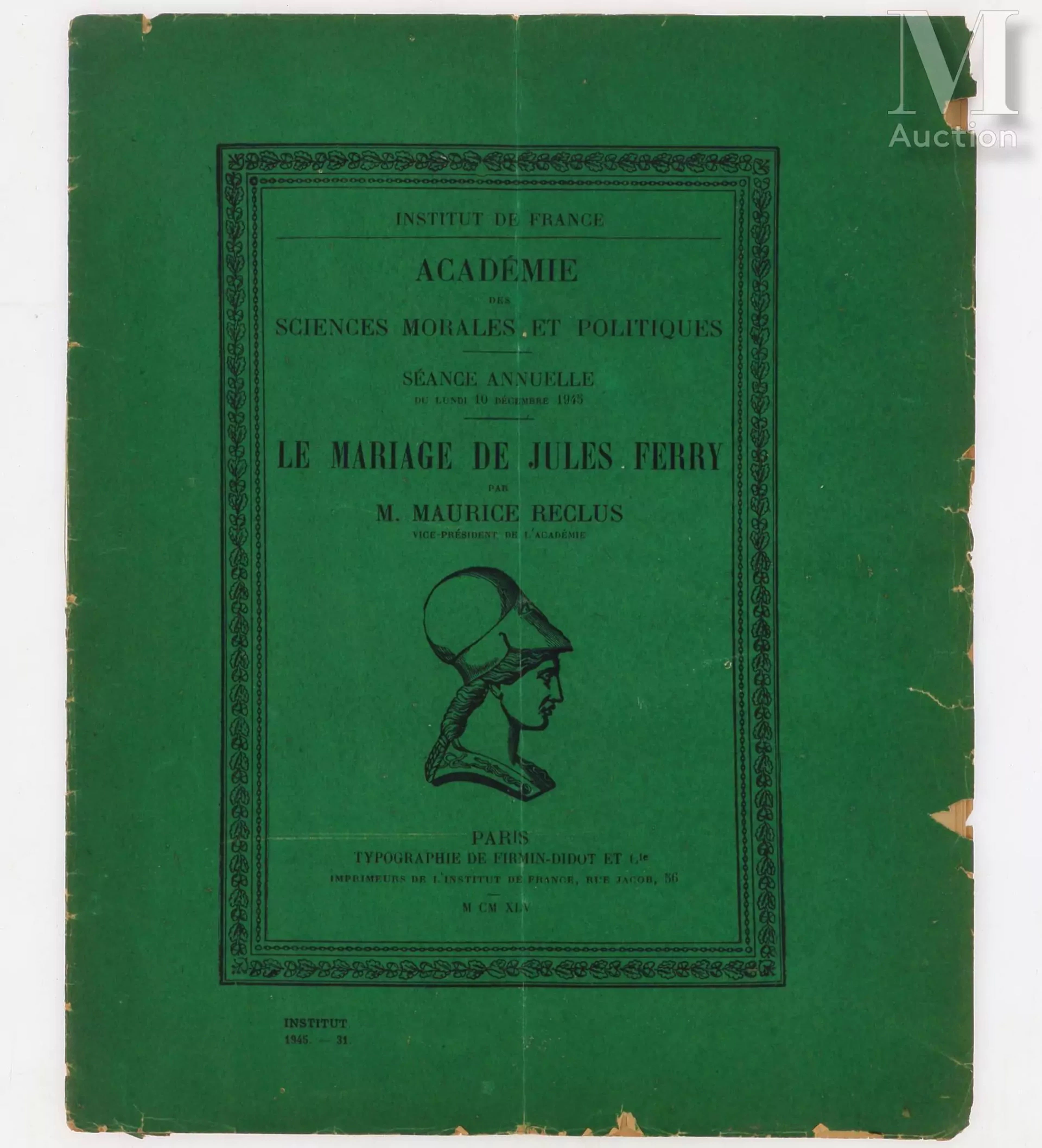 [AUTOGRAPHE] RECLUS (Maurice, Vice Président de l'Académie des Sciences