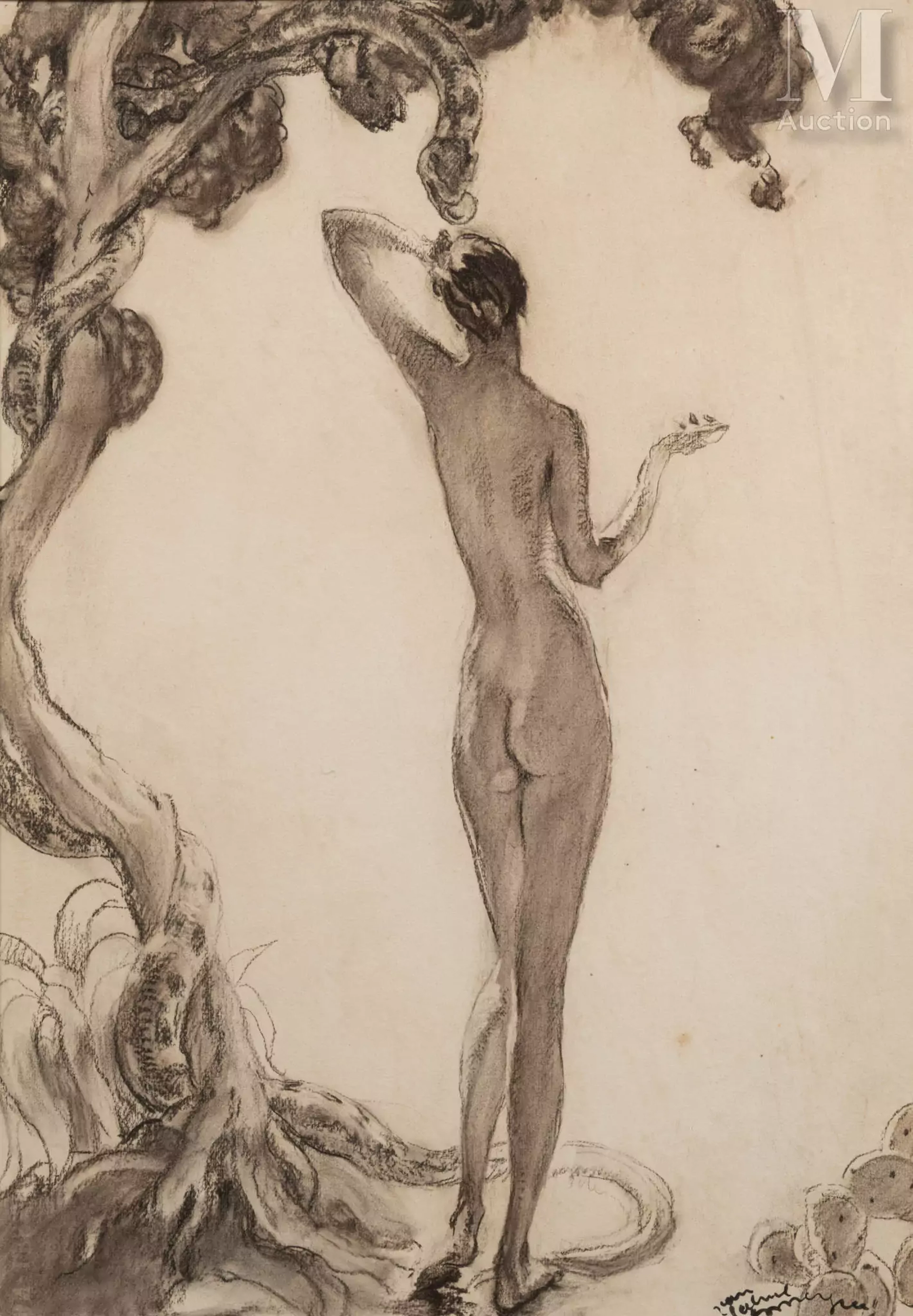 Jean Gabriel DOMERGUE (Bordeaux 1899-Paris 1962) Femme de dos au serpent