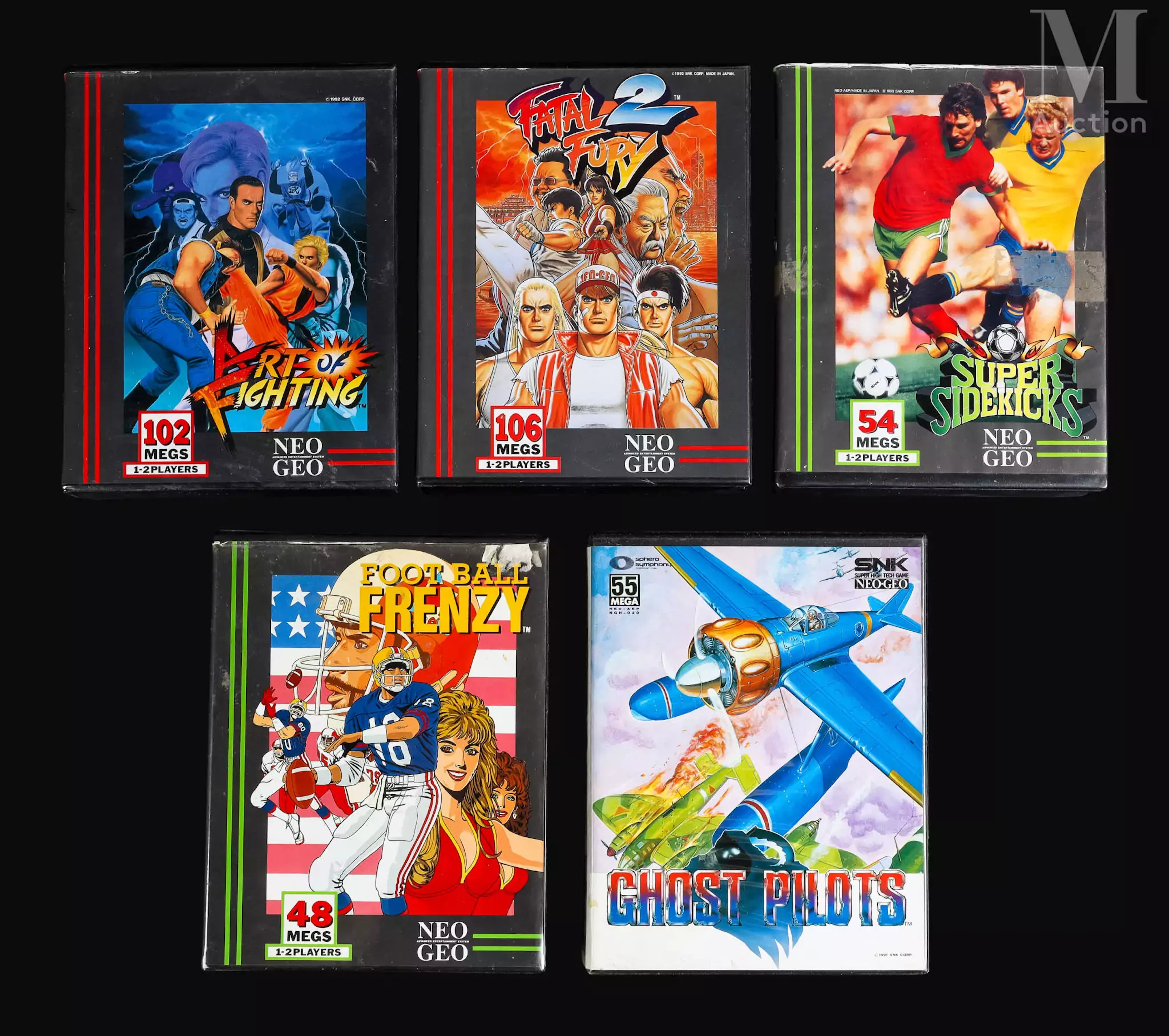 SNK NEO GEO AES Ensemble de cinq jeux, version USA//EUR, double notice :