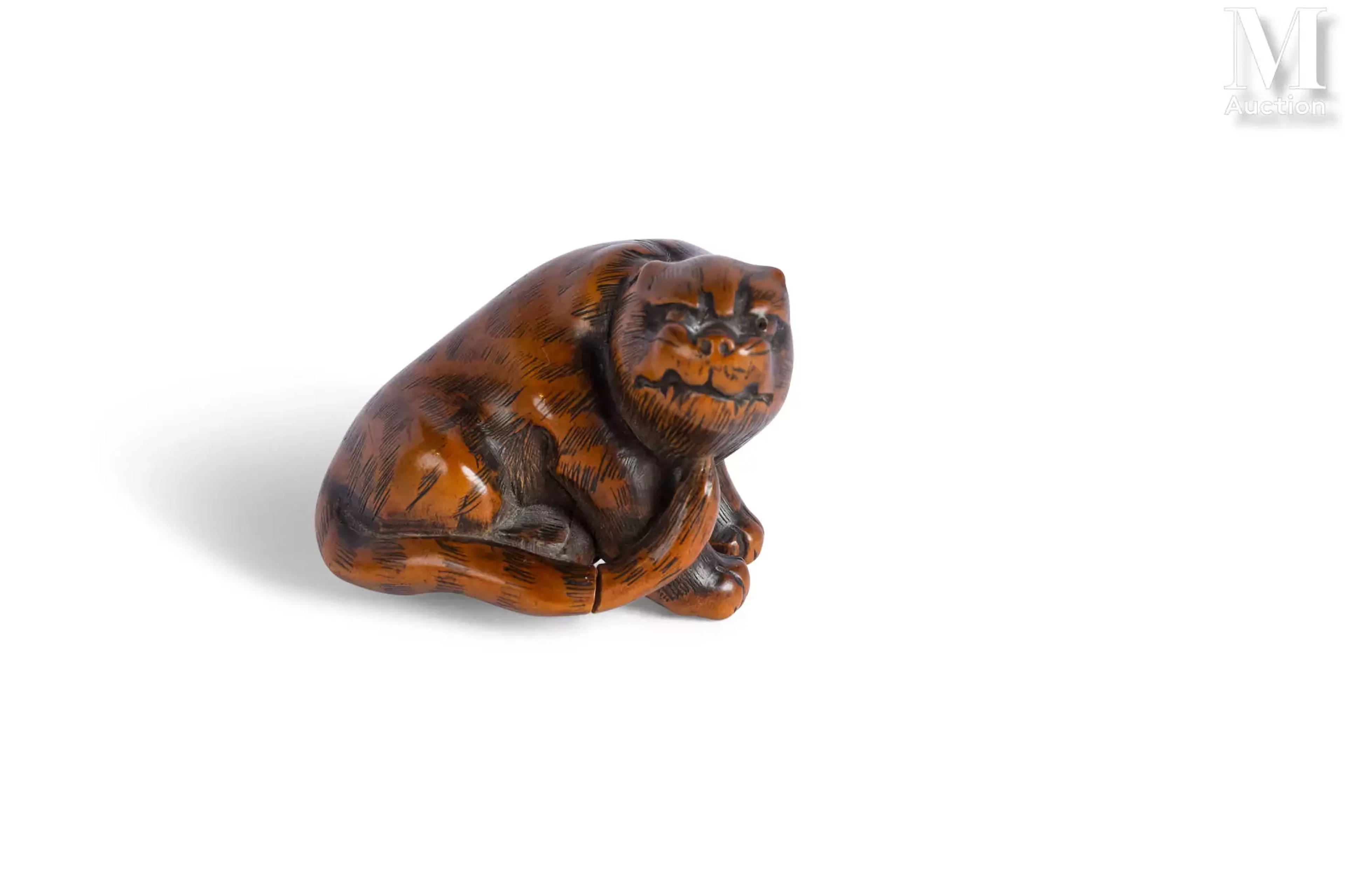 JAPON, Période Edo, XIXe siècle Okimono en buis sculpté, signé Masanao (Ise)