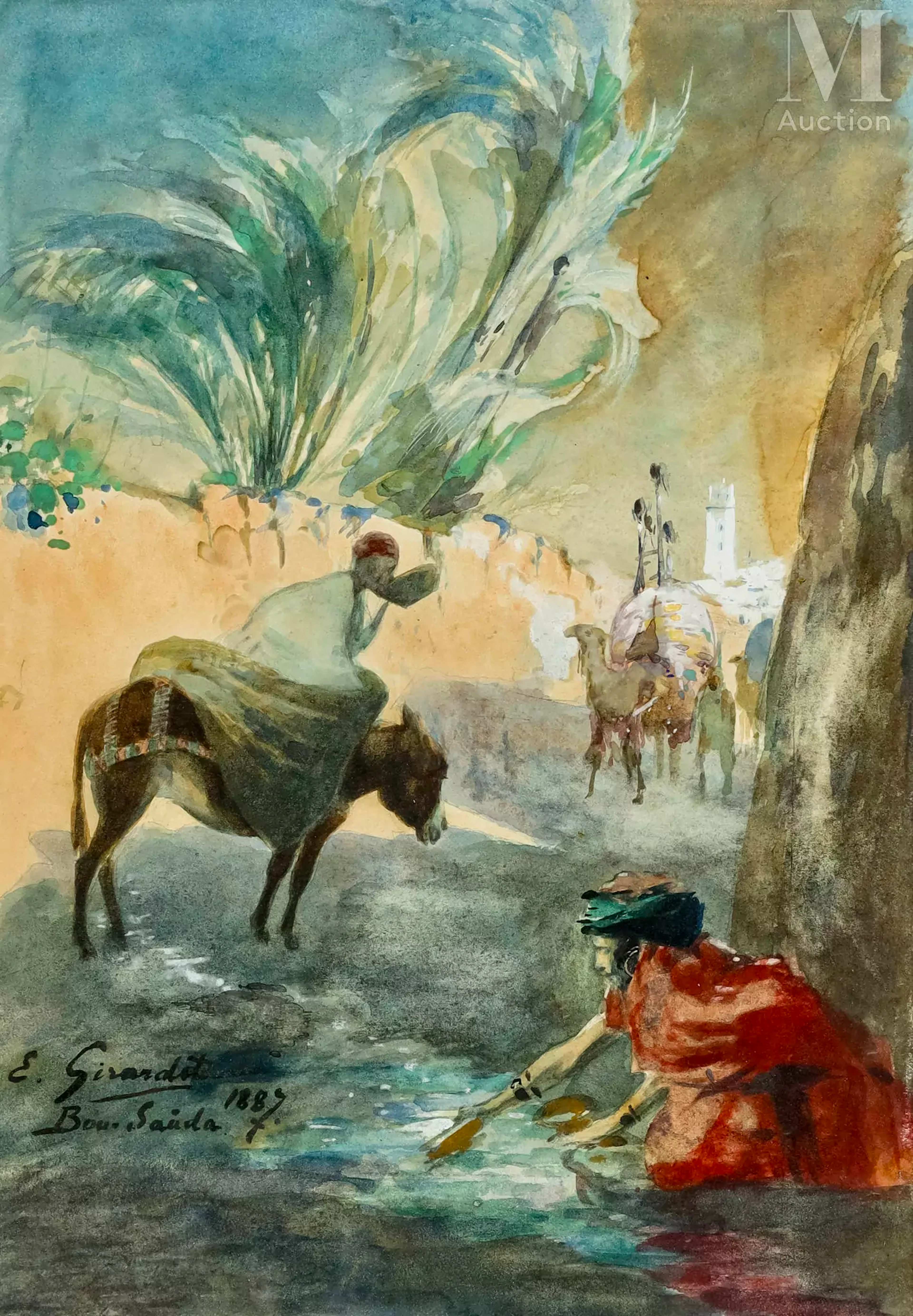 Ecole ORIENTALISTE du XIXème siècle - Eugène GIRARDET (?) Bou-Saâda en Algérie
