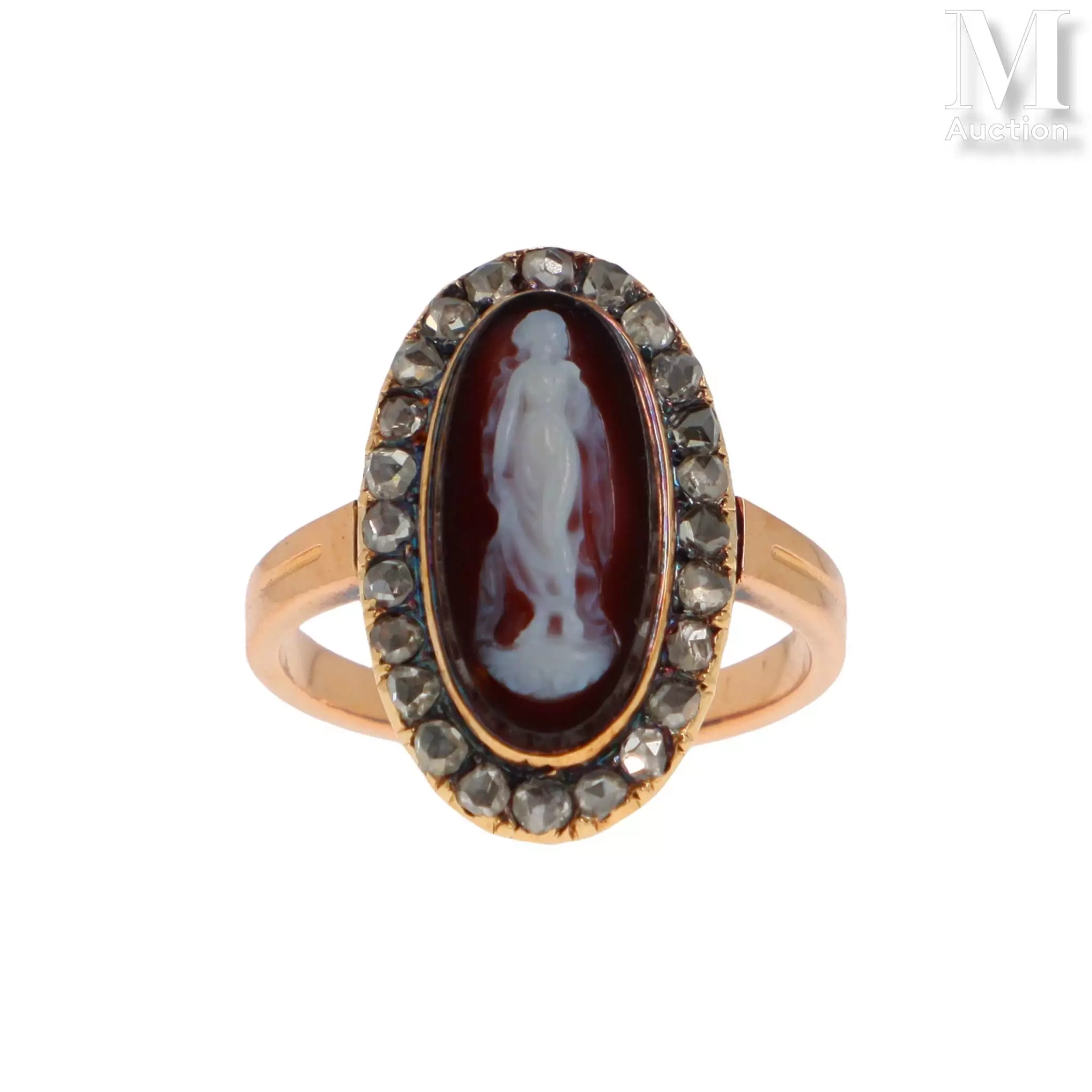 Bague camée et diamants