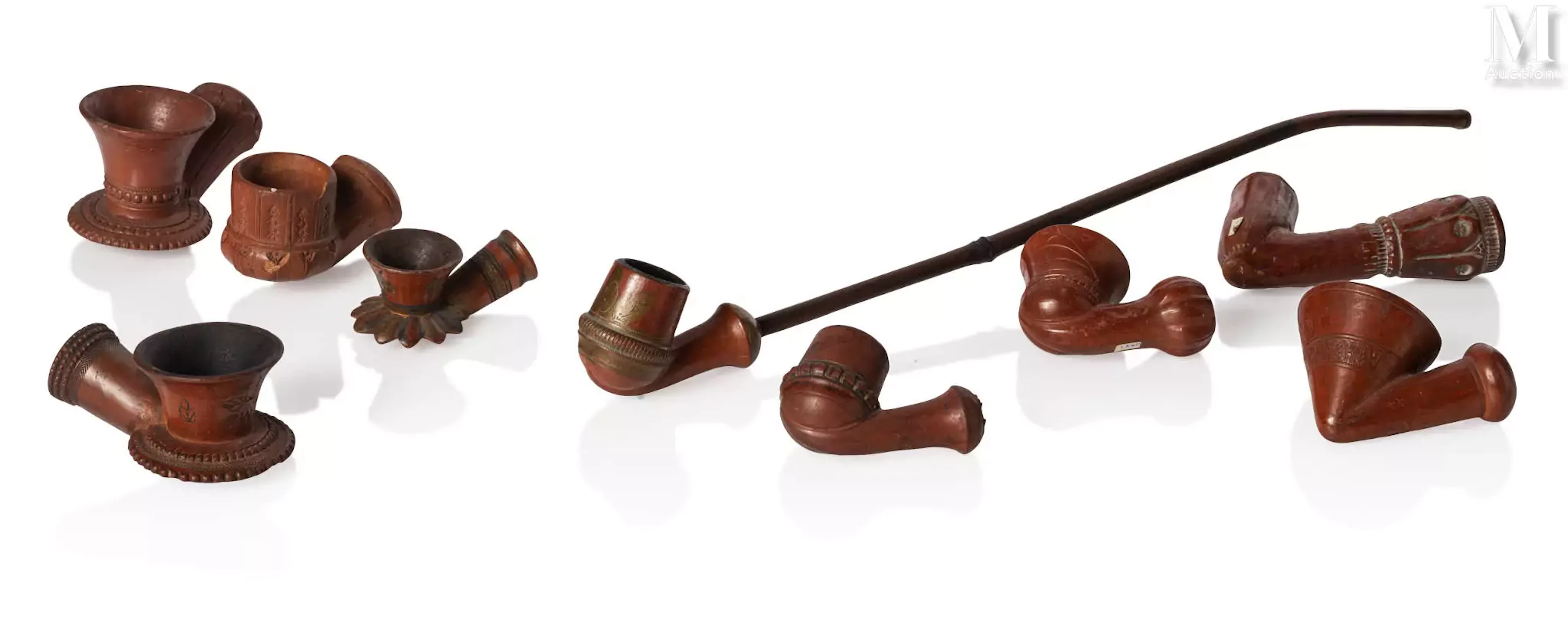 Ensemble de fourneaux et pipe chibouk de Tophane Empire ottoman, Turquie