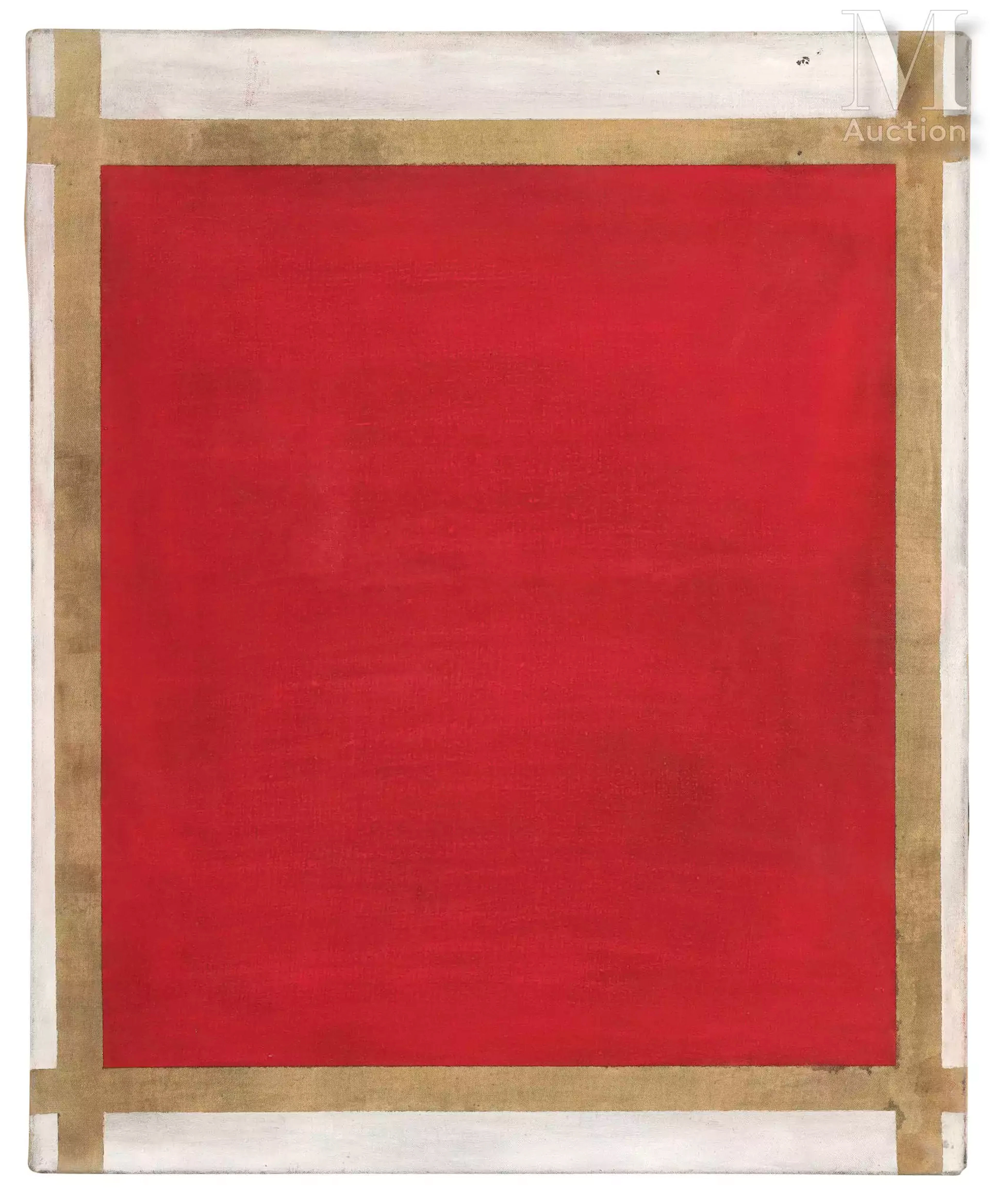 Ecole MODERNE du XXème siècle Carré rouge sur fond blanc