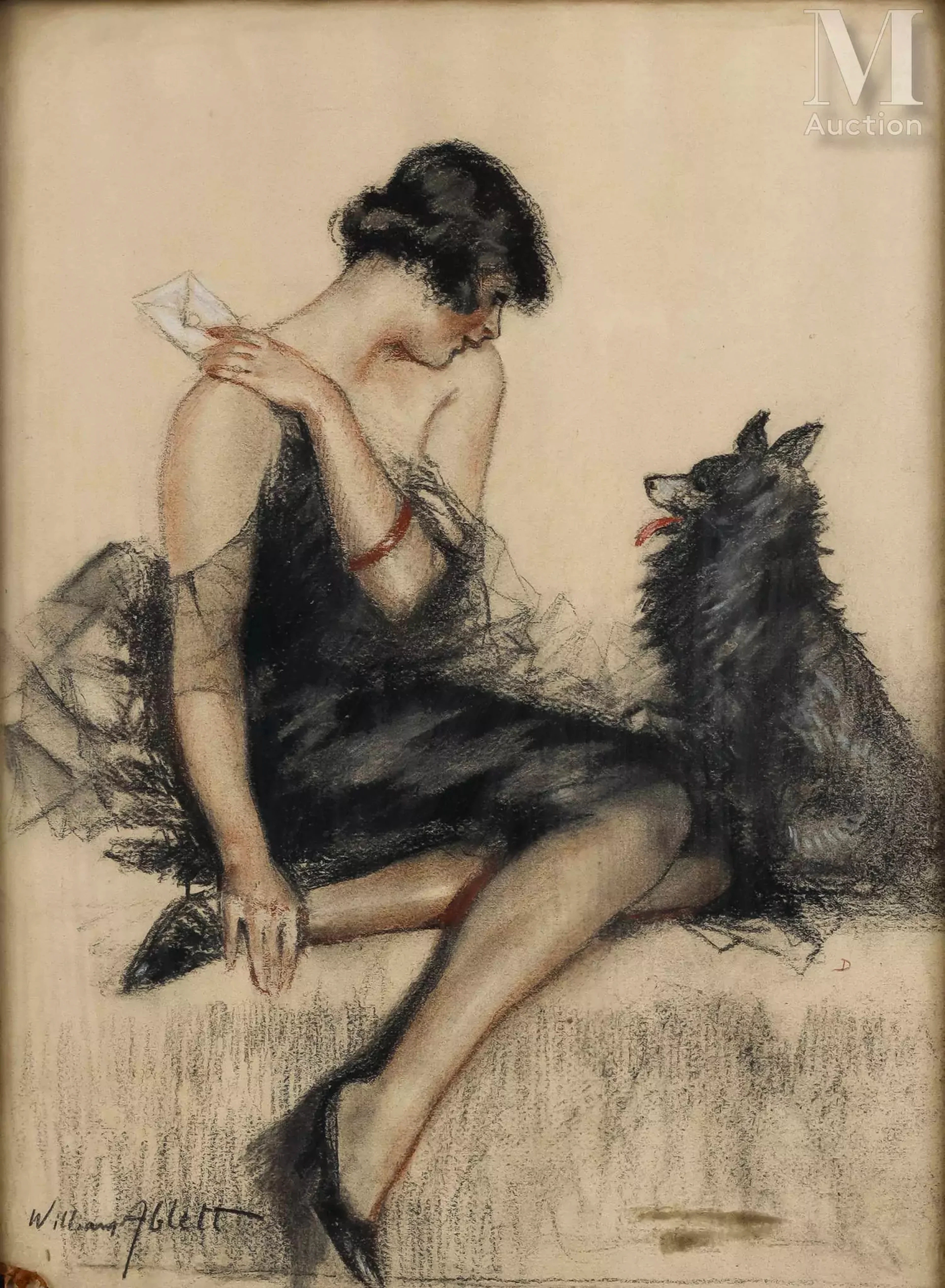 William Albert ABLETT (1877-1936), La femme, la lettre et le chien