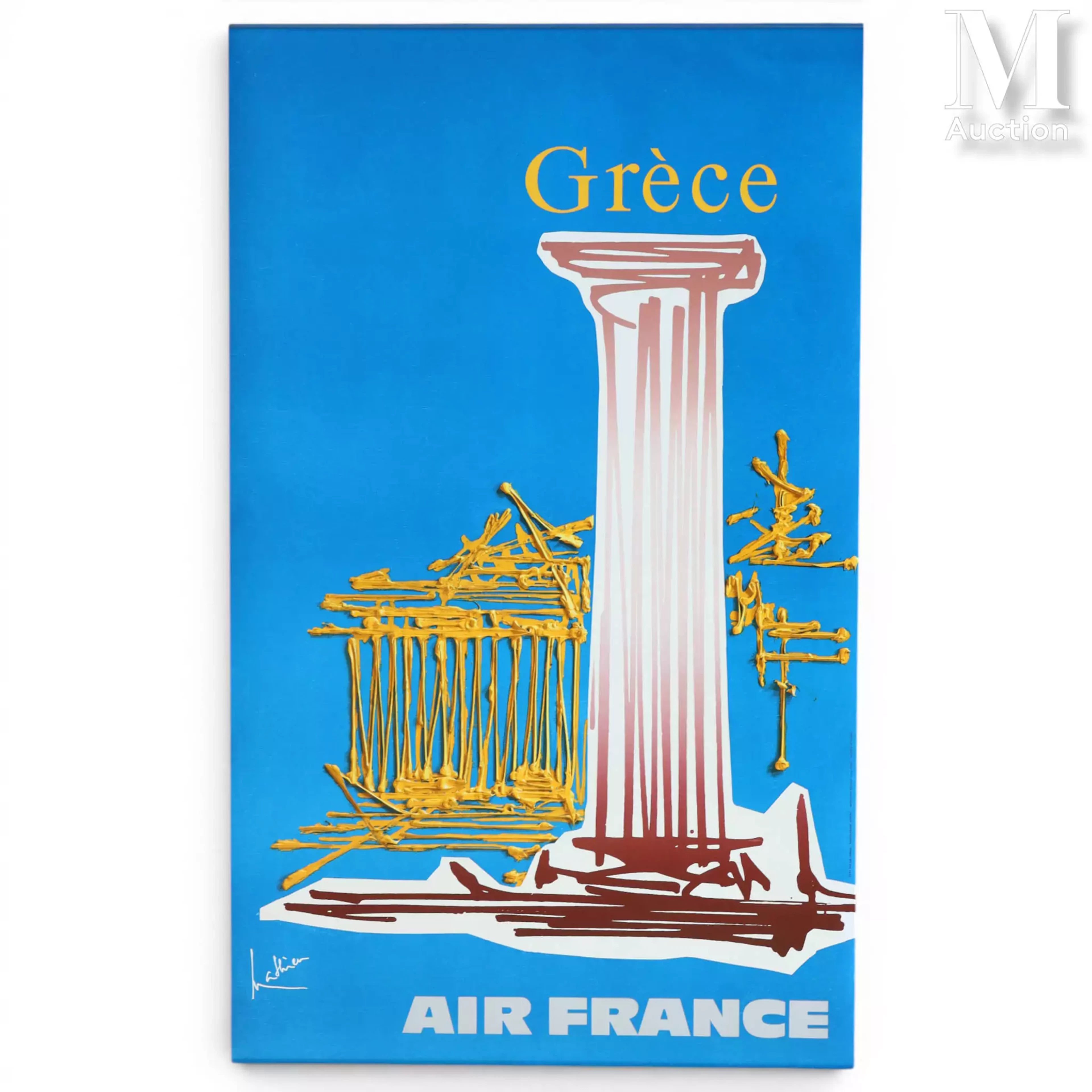 MATHIEU Georges (1921-2012) Affiche en couleur AIR FRANCE "GRÈCE"