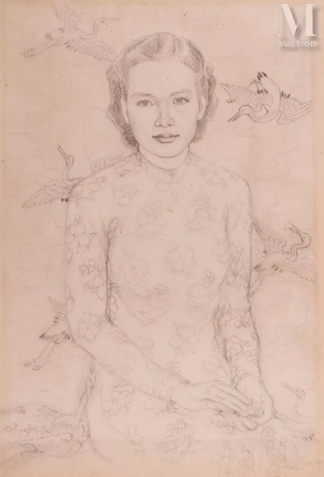 Ⓗ LUONG XUAN NHI (1914 - 2006) "Portrait d’une jeune fille de Hanoï"