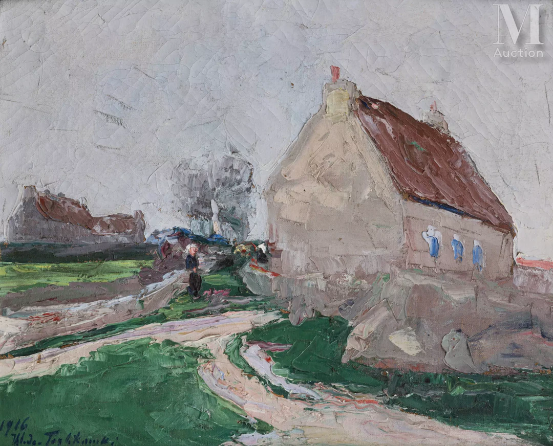 Wladimir de TERLIKOWSKI (Poraj 1873-Paris 1951) Maison bretonne, Morbihan
