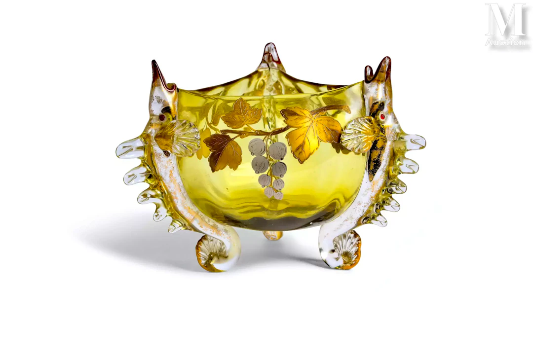 Auguste JEAN (1830-1890), attribué à / ou MOSER Cristallerie Coupe zoomorphe