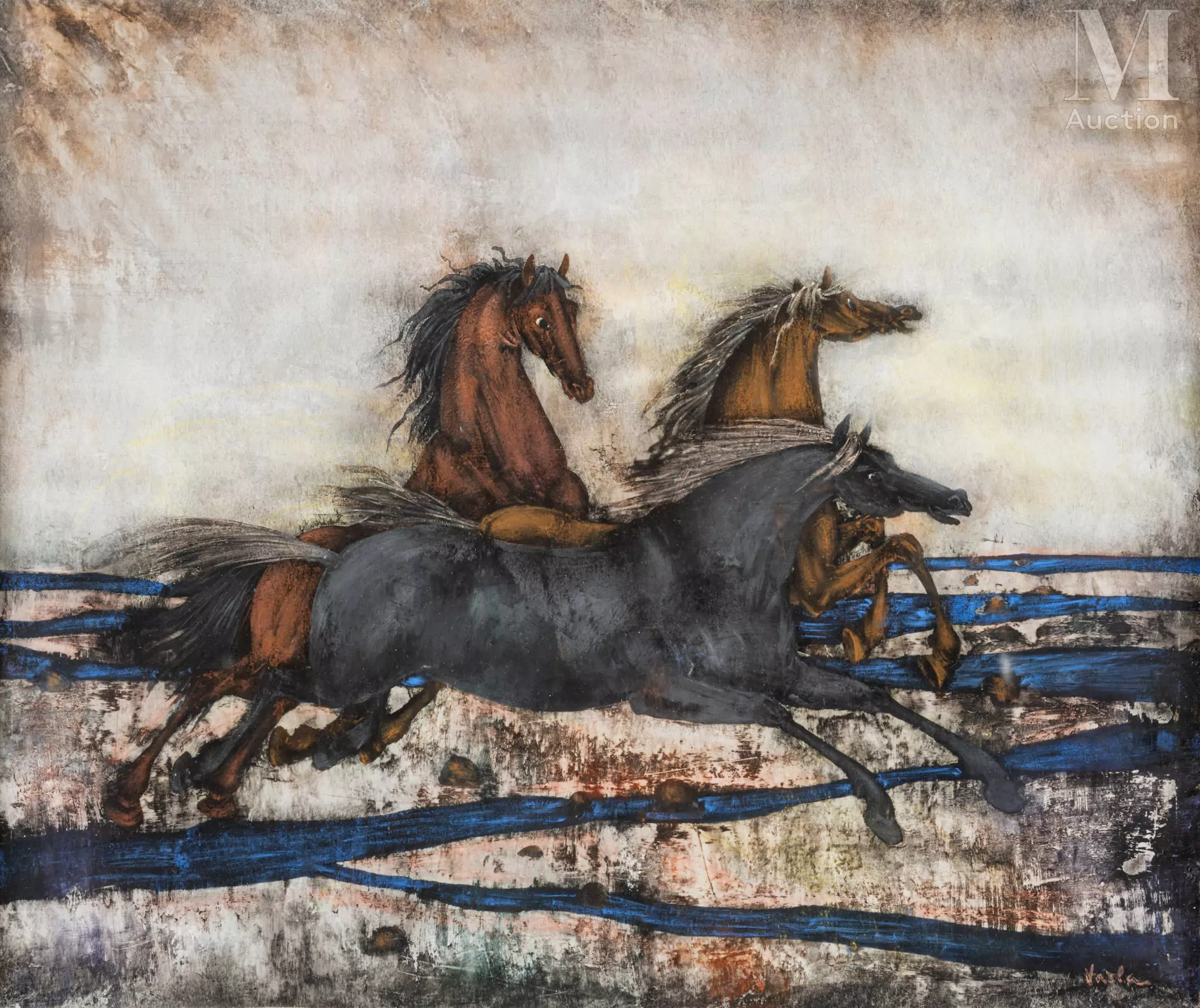 VARLAMICHIVILI Félix dit VARLA (Kutaisi 1903 - Paris 1986) Chevaux au galop