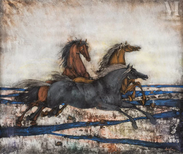 VARLAMICHIVILI Félix dit VARLA (Kutaisi 1903 - Paris 1986) Chevaux au galop