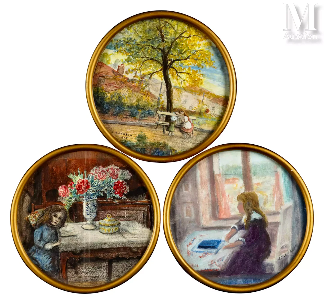 Jean-Baptiste Eugène CORBIN (1867-1952) - Ecole de Nancy Trois tondo