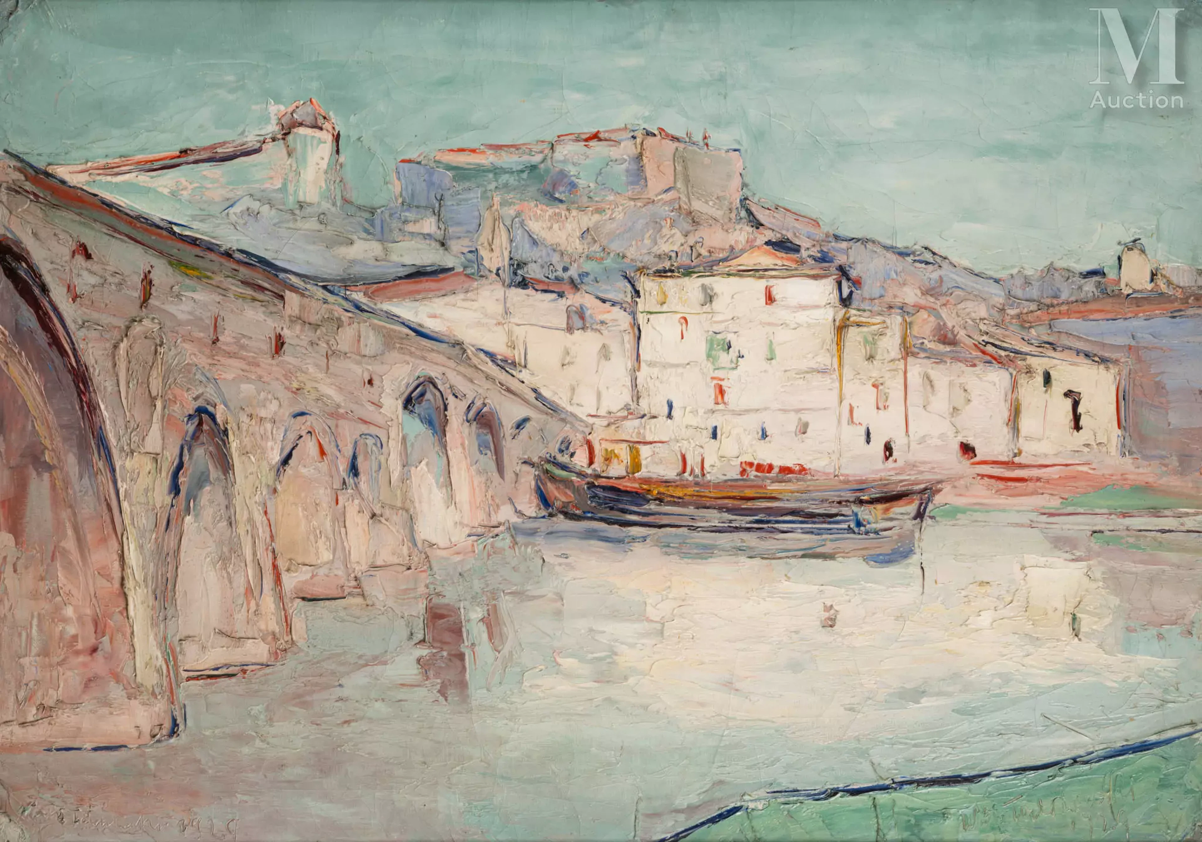 Wladimir de TERLIKOWSKI (Poraj 1873-Paris 1951) Paysage au pont