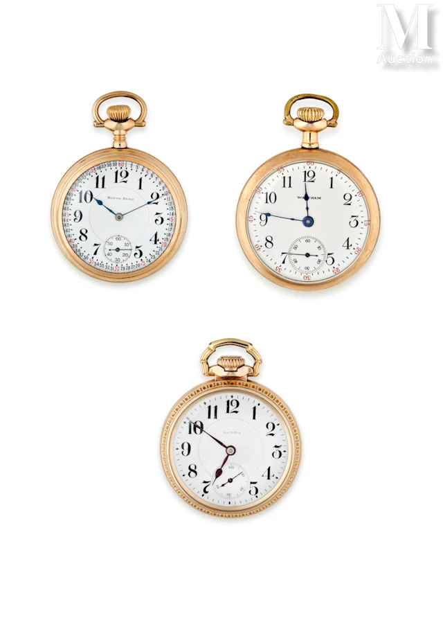 Lot de 3 montres de poche américaines