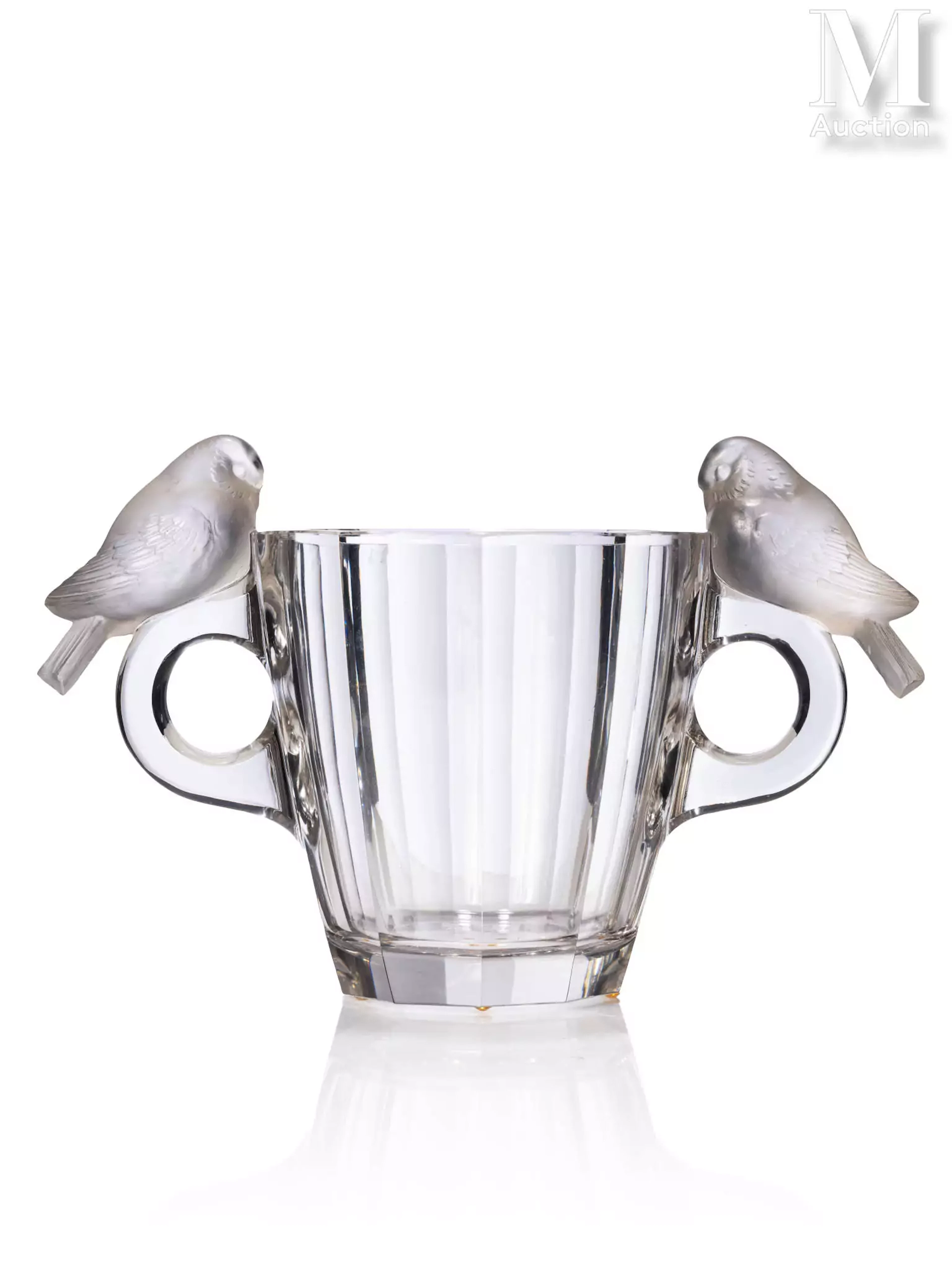 René Jules LALIQUE (1860 - 1945) "Deux pigeons" taillés