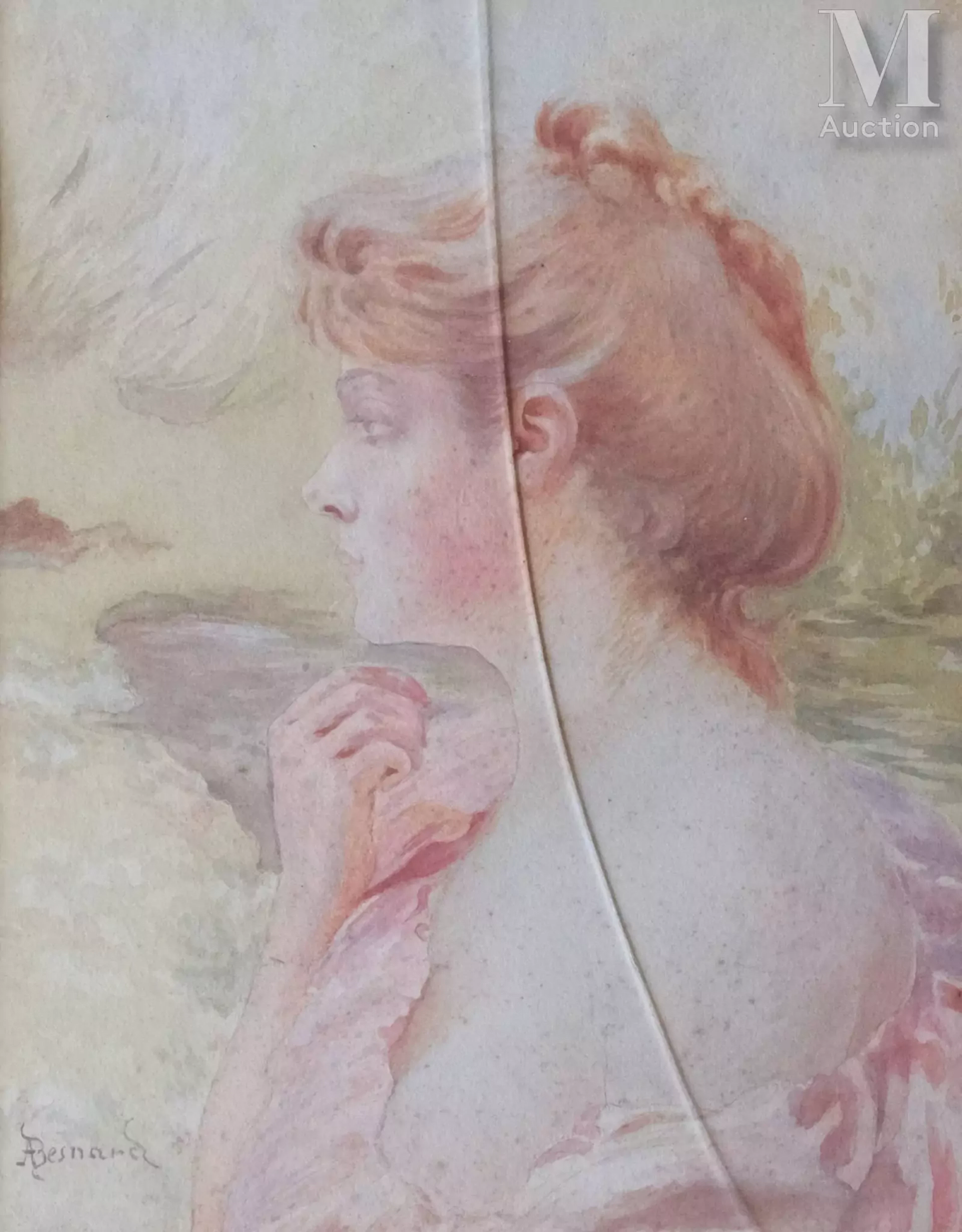 BESNARD Albert (1849-1934) "Portrait de jeune fille"