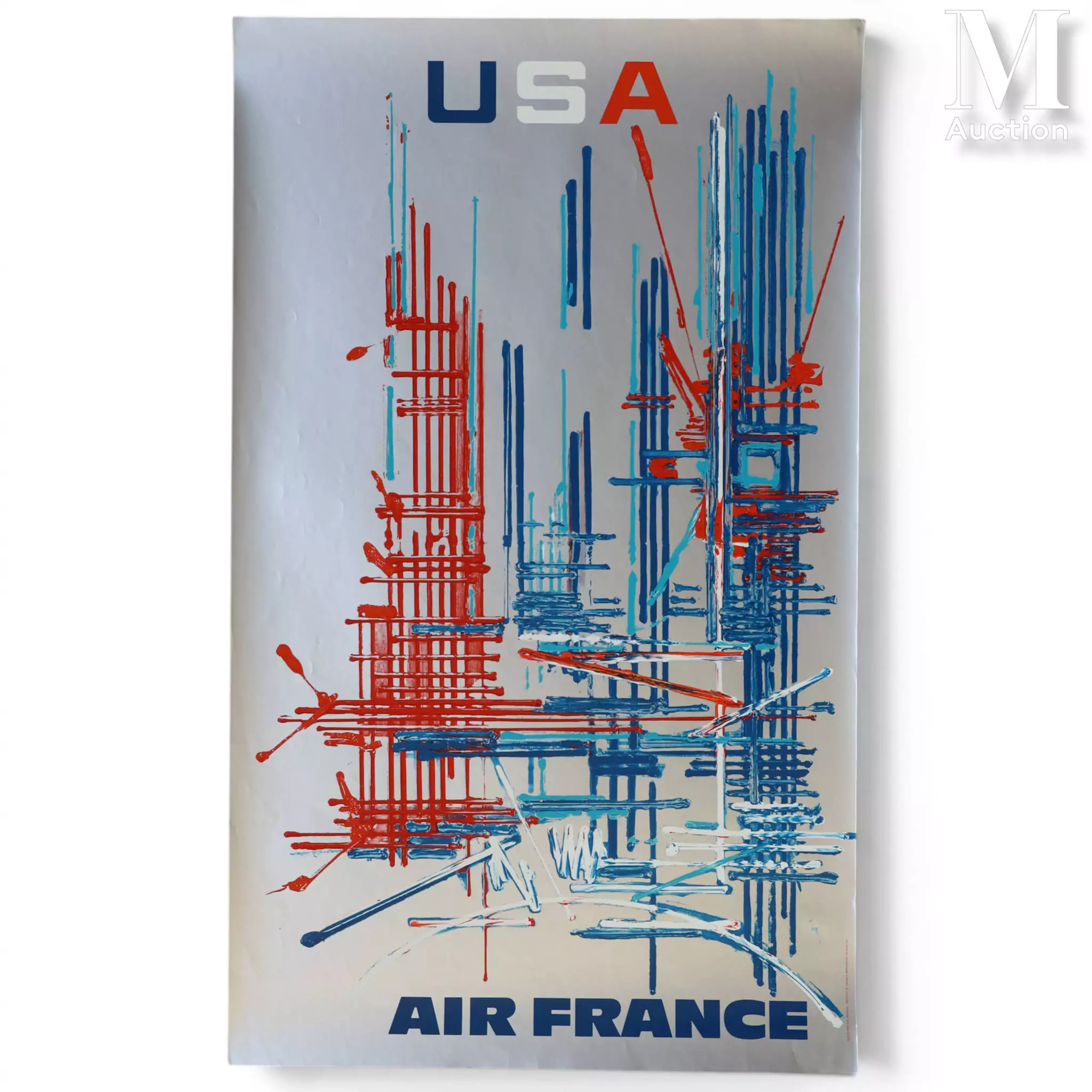 MATHIEU Georges (1921-2012) Affiche en couleur AIR FRANCE "USA"